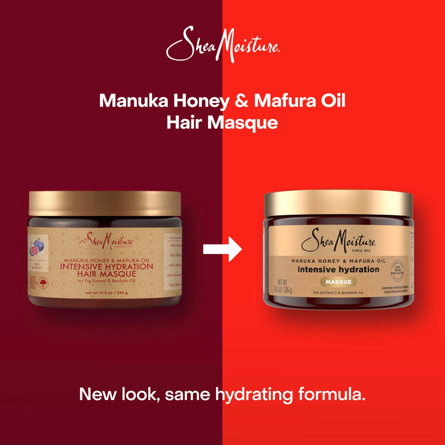 SheaMoisture Intensive Hydration Hair Masque Manuka Honey & Mafura Oil For Dry, Damaged Hair Deep Conditioning Hair Treatment 11.5 oz
