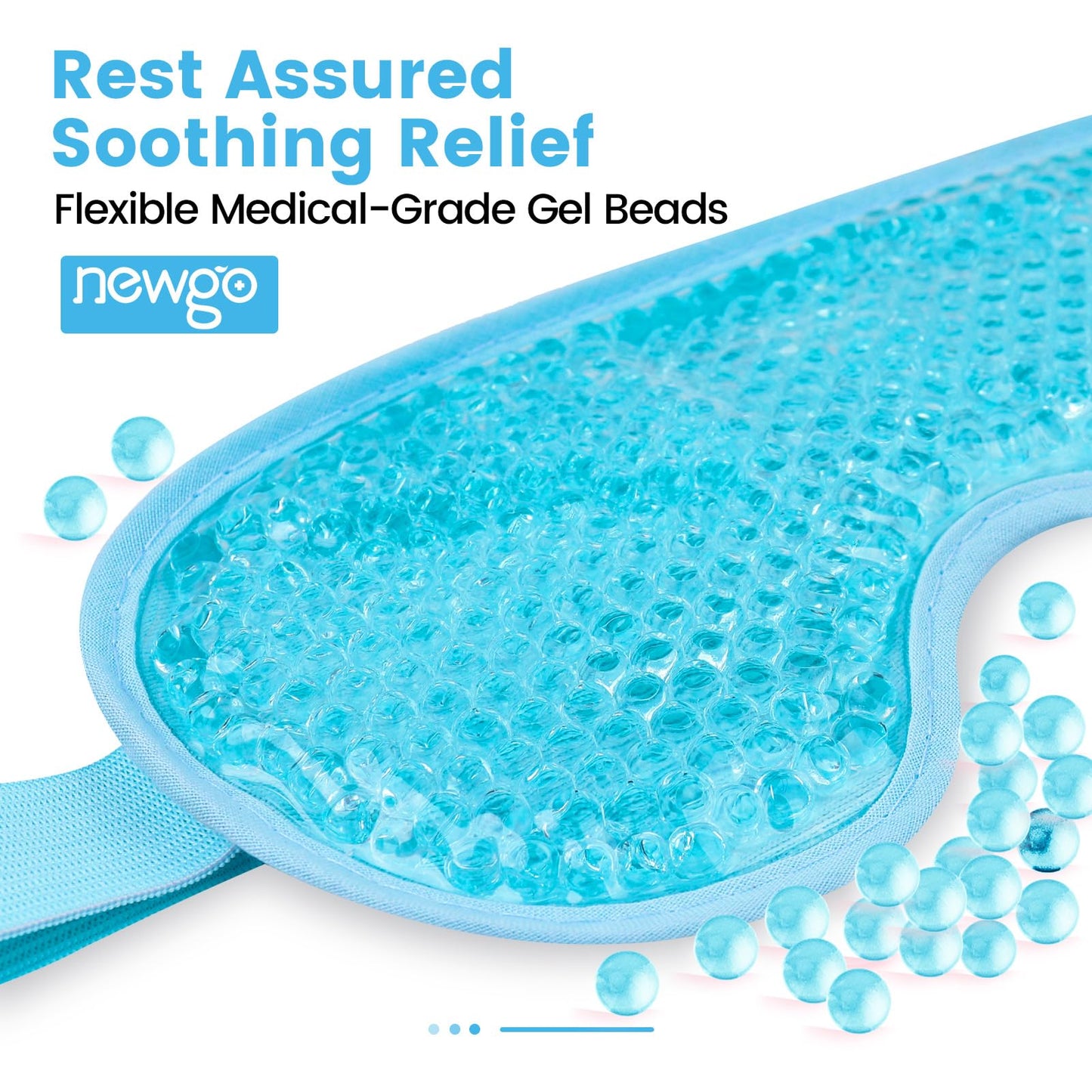 NEWGO Cooling Eye Mask for Puffy Eyes – Cold Gel Ice Pack for Dark Circles, Headache, Stress & Eye Puffiness Relief, Reusable Cold Compress – Blue