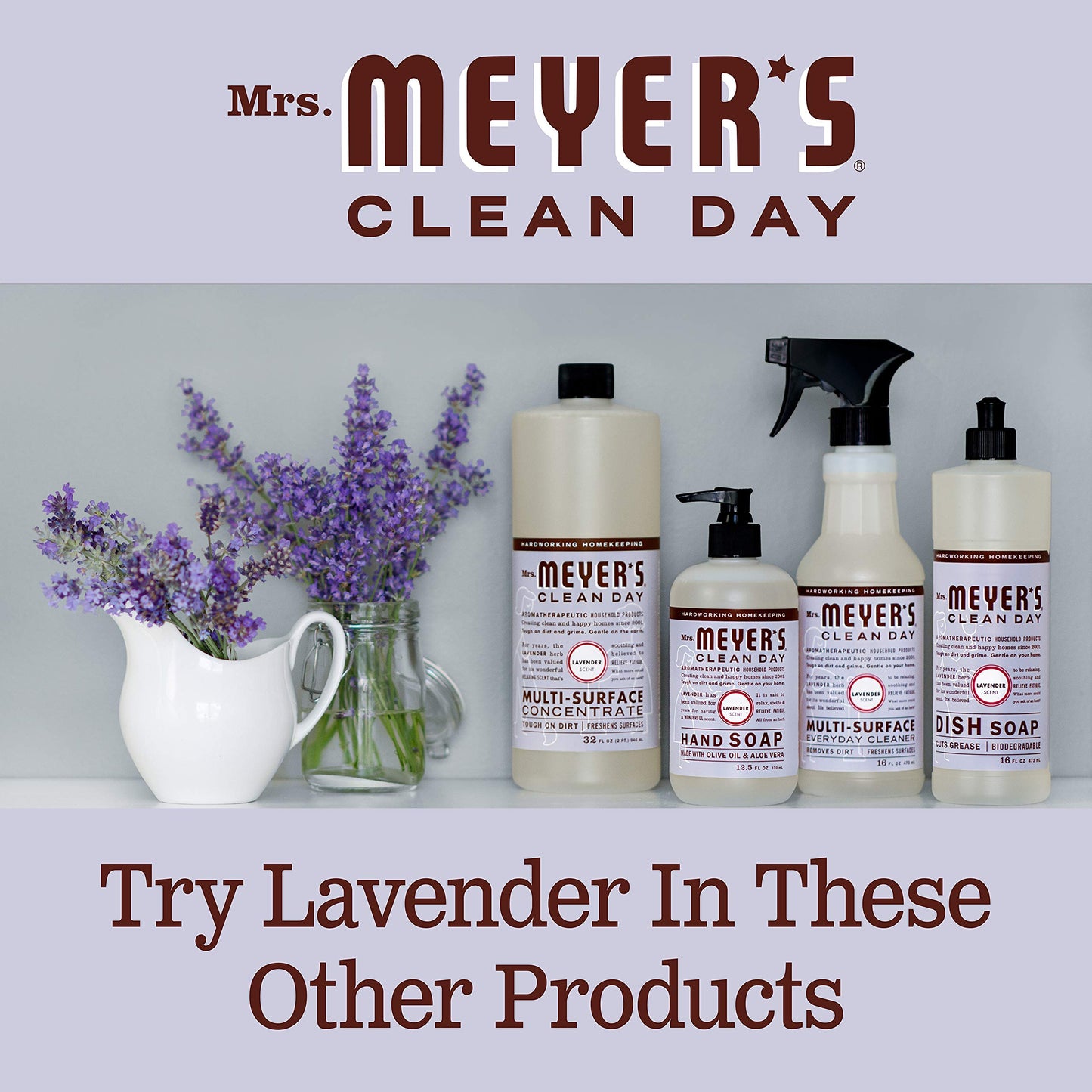 MRS. MEYER'S CLEAN DAY Liquid Hand Soap Refill, Cruelty Free and Biodegradable Formula, Lavender Scent, 33 Fl Oz (Pack of 1)