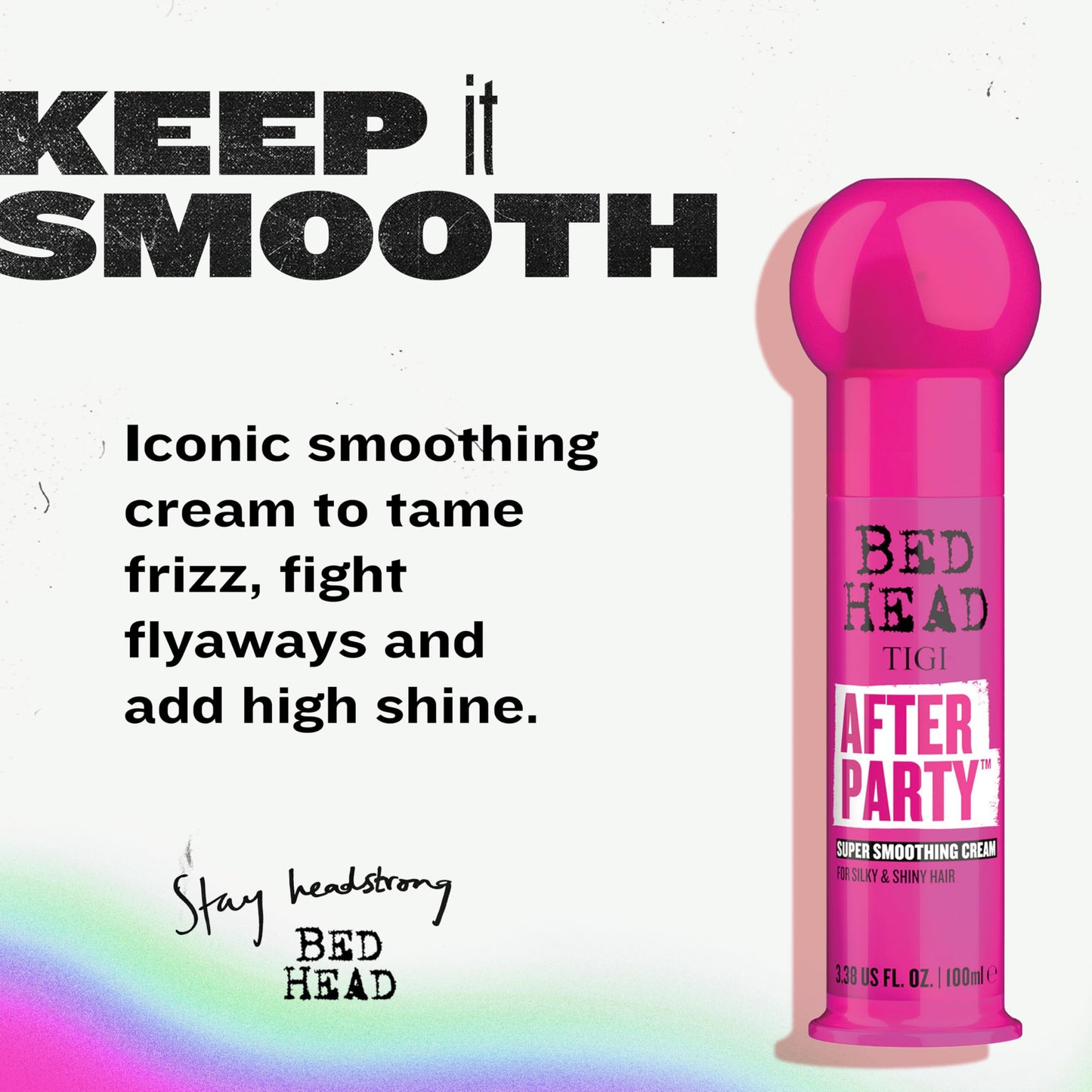 Bed Head by TIGI After Party Super Smoothing Cream | Anti-Frizz Styling Cream with Shine & Humidity Protection for Frizzy, Dull, or Coarse Hair, 3.38 fl oz