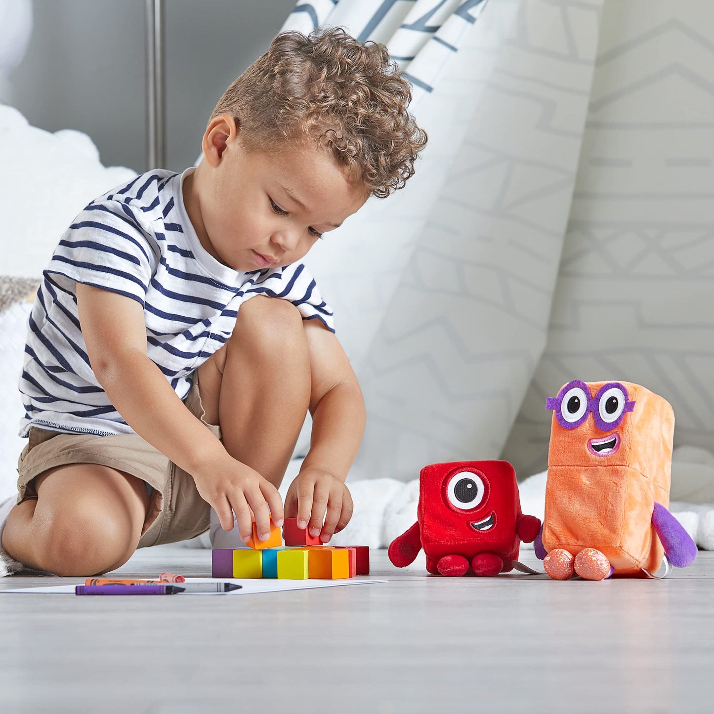 hand2mind Numberblocks One & Two Plush Toys – Soft Stuffies for Toddlers, Preschool Math Learning, Counting, & Birthday Gifts