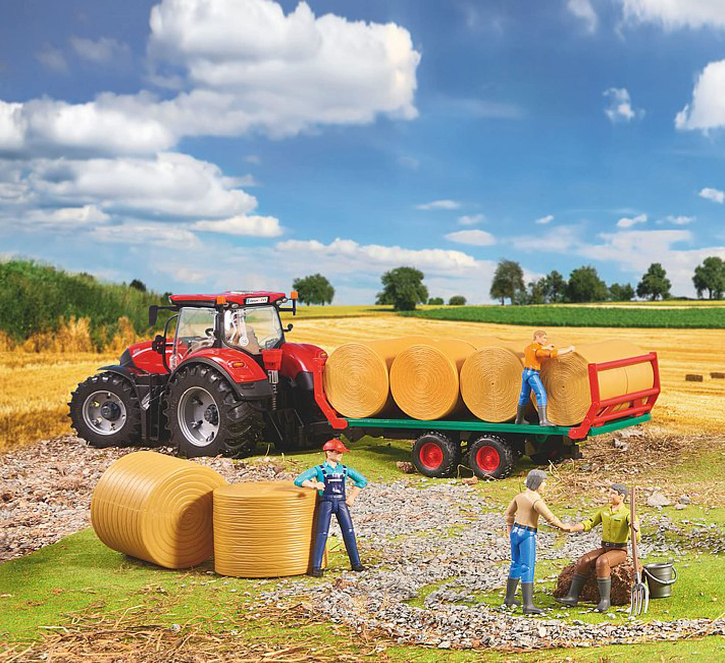 Bruder 02220 Bale Transport Trailer with 8 Round Bales