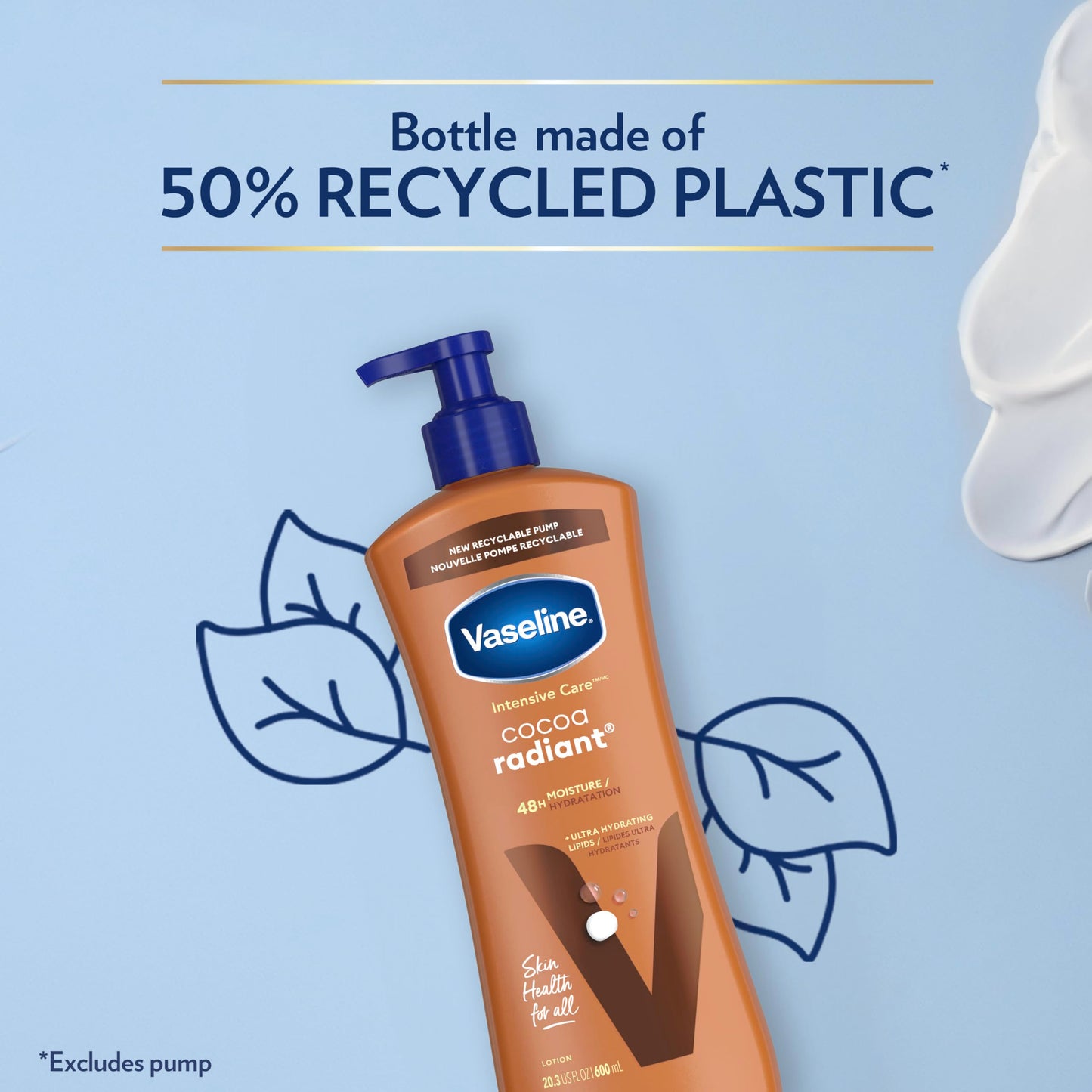 Vaseline Intensive Care Cocoa Radiant Body Lotion 3-Pack, 20.3 oz Each, Ultra-Hydrating with Cocoa Butter for Dry Skin & Radiant Glow