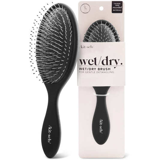 Kitsch Detangler Hair Brush for Wet & Dry Hair – Flexible Bristles for Curly, Straight, Thick, or Fine Hair – Gentle Detangling for Women, Men & Kids