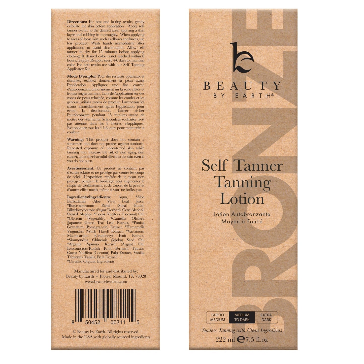 Self Tanner with Tanning Mitt - USA Made Sunless Self Tanning Lotion with Organic Ingredients