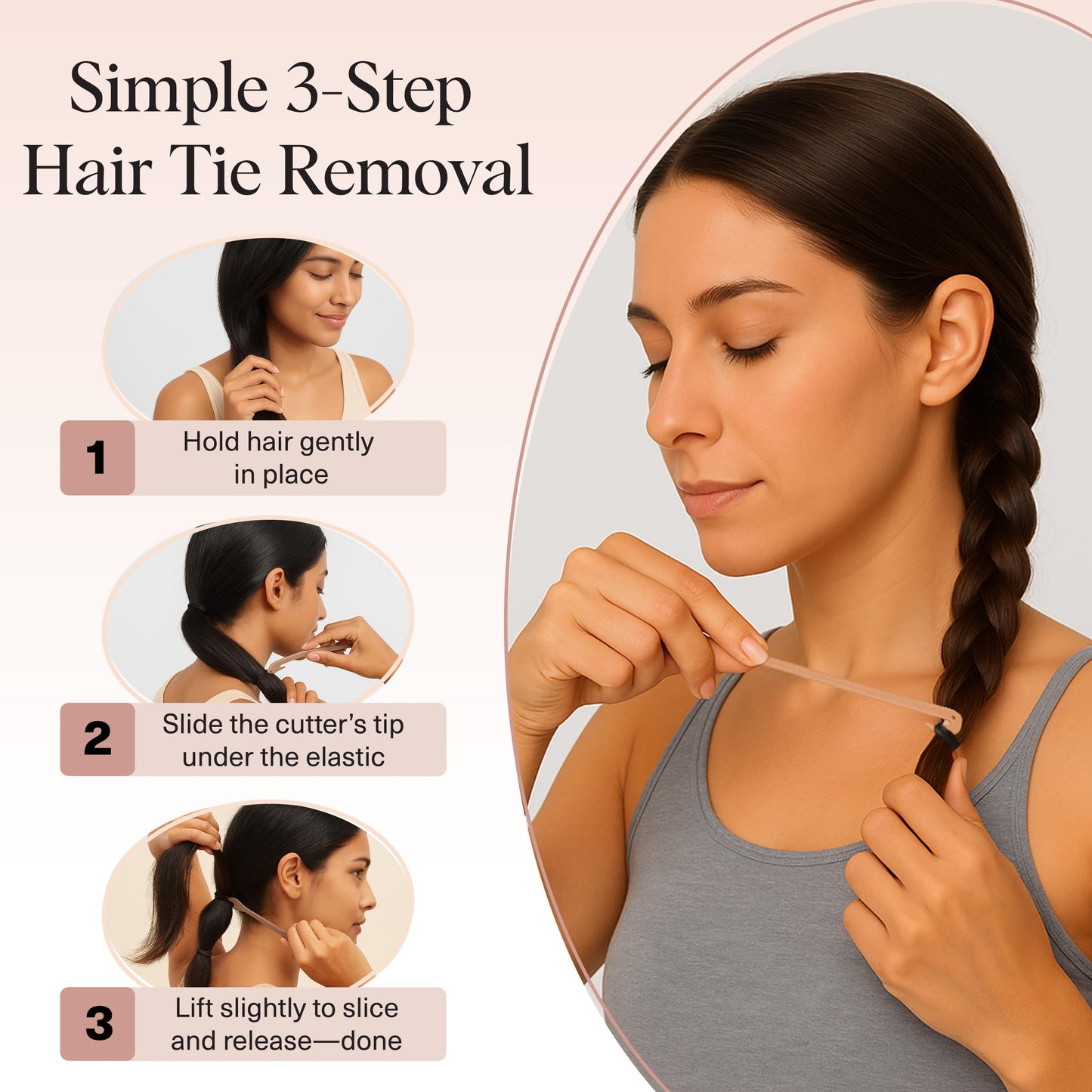 Kitsch Hair Tie Cutter – Easy To Use, Pain Free Rubber Band Cutter for Hair Kids, Baby & Toddler Girls | Ideal Gifts for Women – Multicolor, 3pc Set