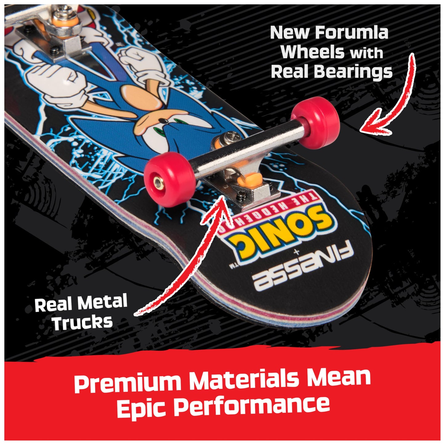 TECH DECK Finesse X Sonic The Hedgehog Pro Series Fingerboard with Storage Display – Authentic Mini Skateboard Toy for Kids 6+