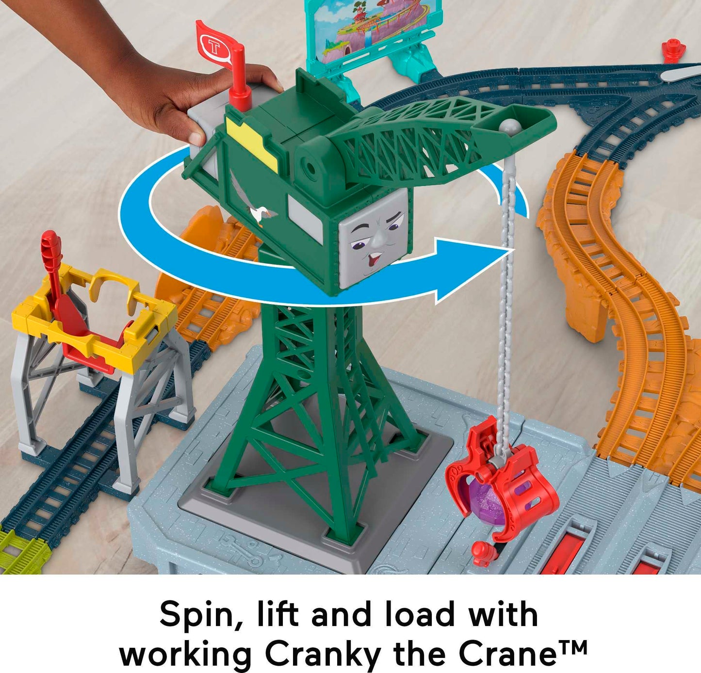Thomas & Friends Motorized Train Set, Talking Cranky Delivery Set, Talking Crane & Battery Powered Toy Train with Songs & Sounds (Amazon Exclusive)