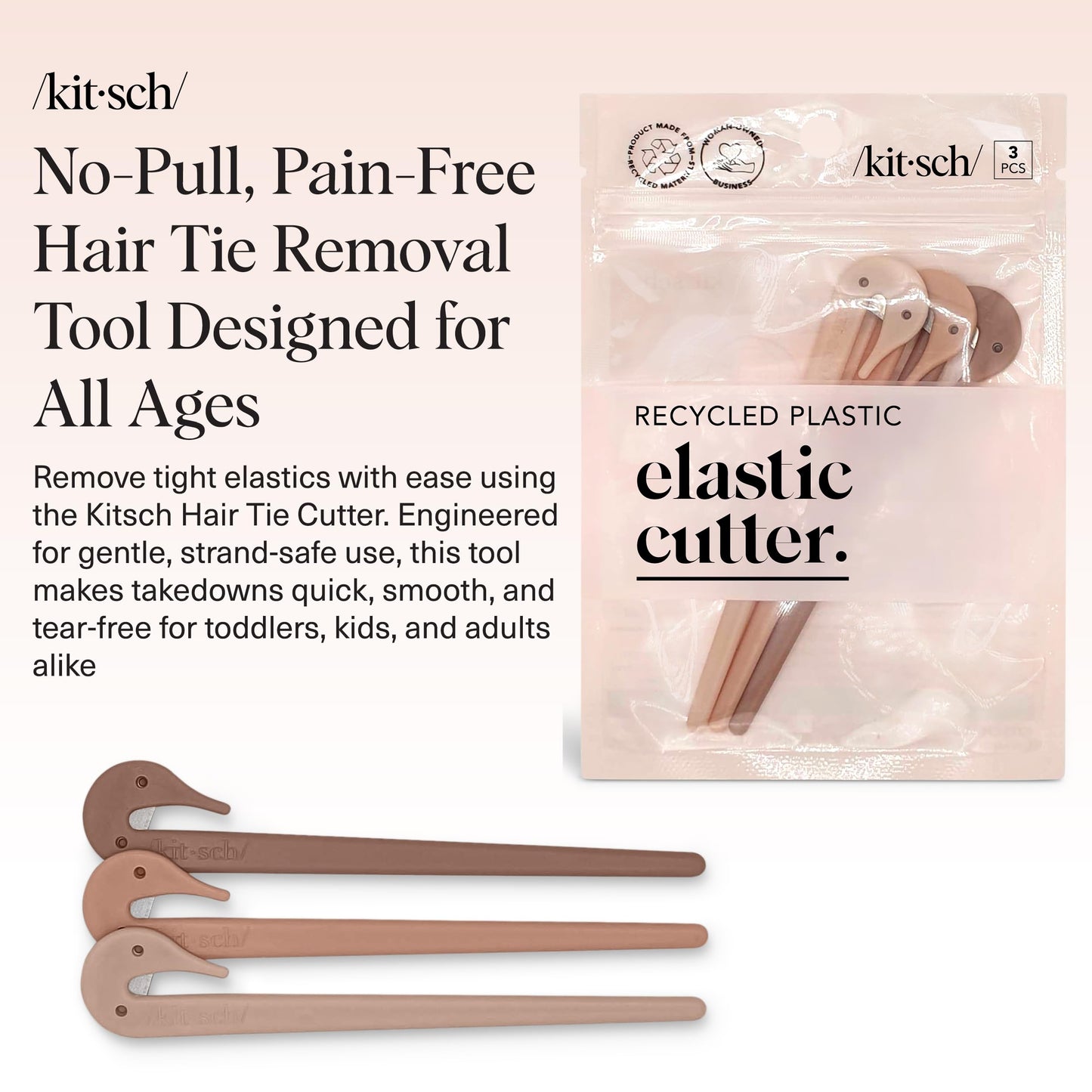 Kitsch Hair Tie Cutter – Easy To Use, Pain Free Rubber Band Cutter for Hair Kids, Baby & Toddler Girls | Ideal Gifts for Women – Multicolor, 3pc Set