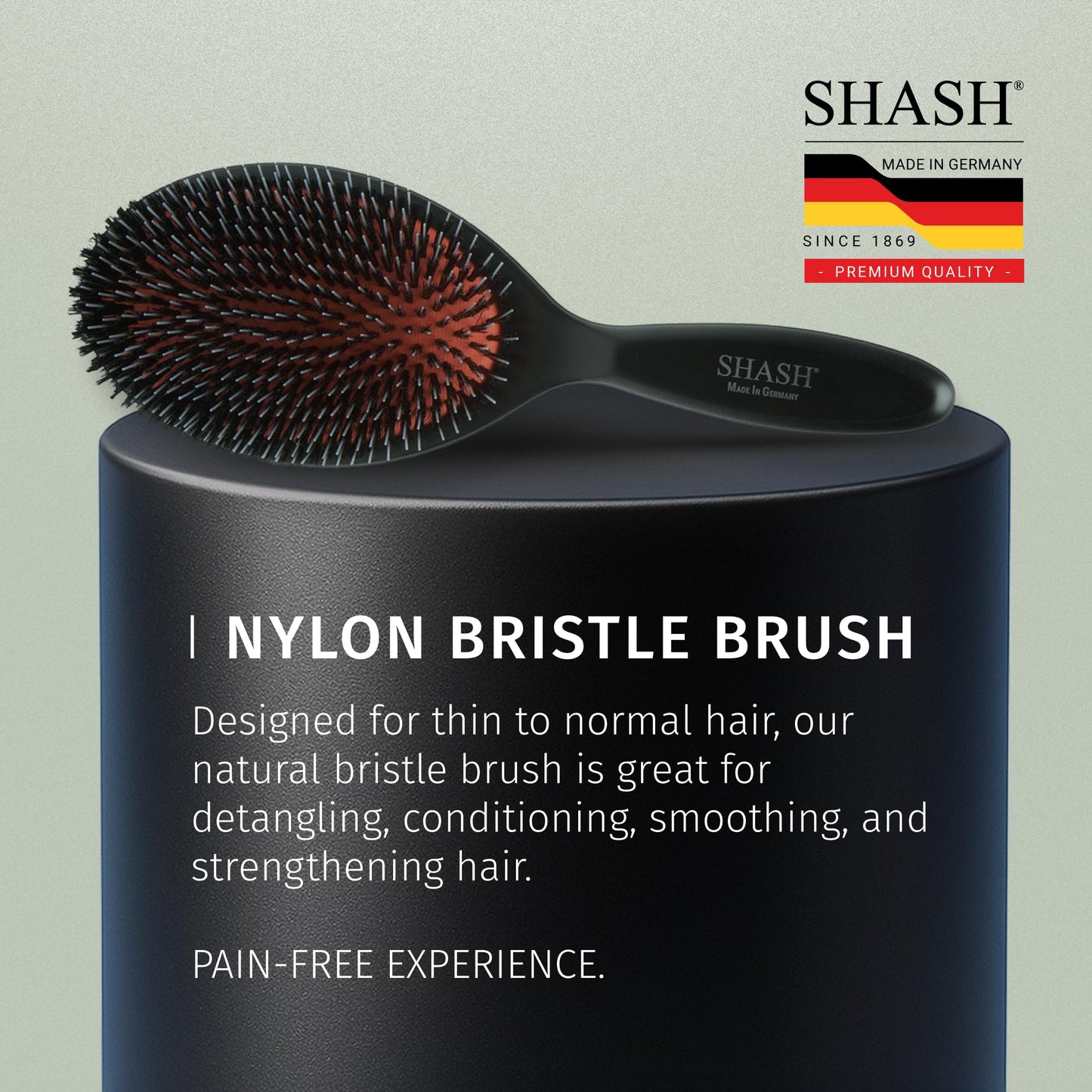Since 1869 Handcrafted German Hair Brush – Nylon & 100% First Cut Boar Bristles for Normal to Thick Hair – Gently Detangles & Softens, Large