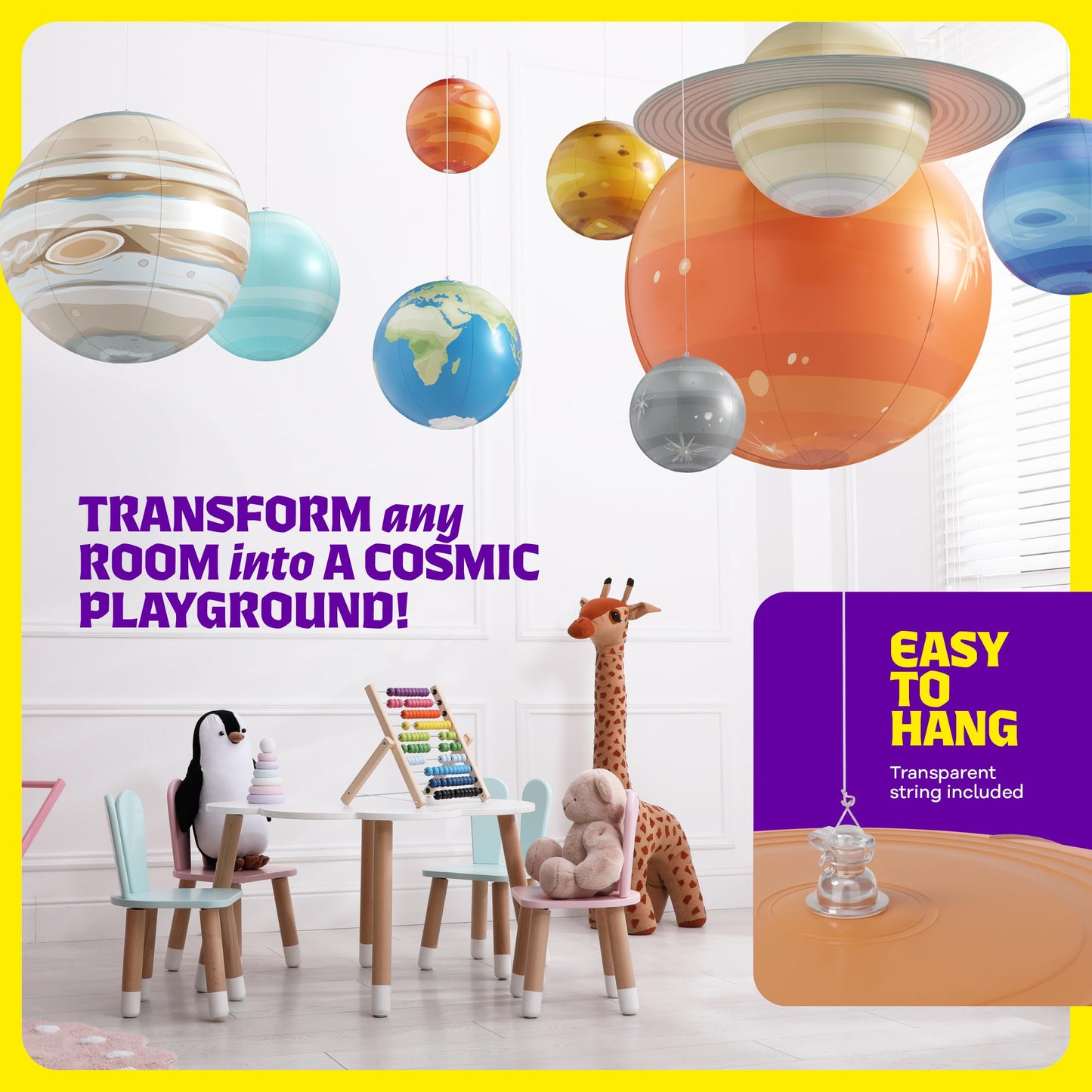 Dan&Darci Inflatable Solar System Planets for Kids – Science & Astronomy Toys, Room Decor, Party & Classroom Gifts, Ages 5-12