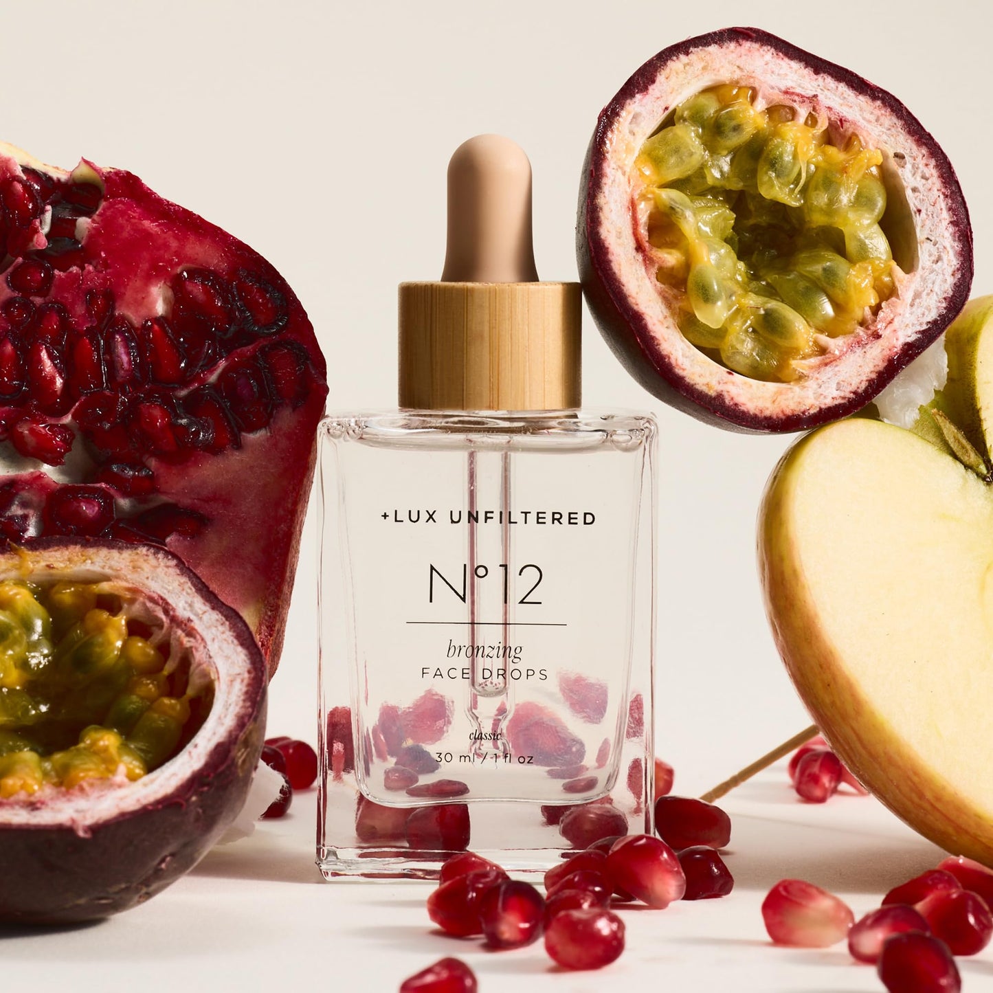 Lux Unfiltered N°12 Face Tanning Drops - Hydrating Self Tanner with Hyaluronic Acid, Vitamin E & Passionfruit Oil - Vegan, Fragrance Free, Non-Comedogenic