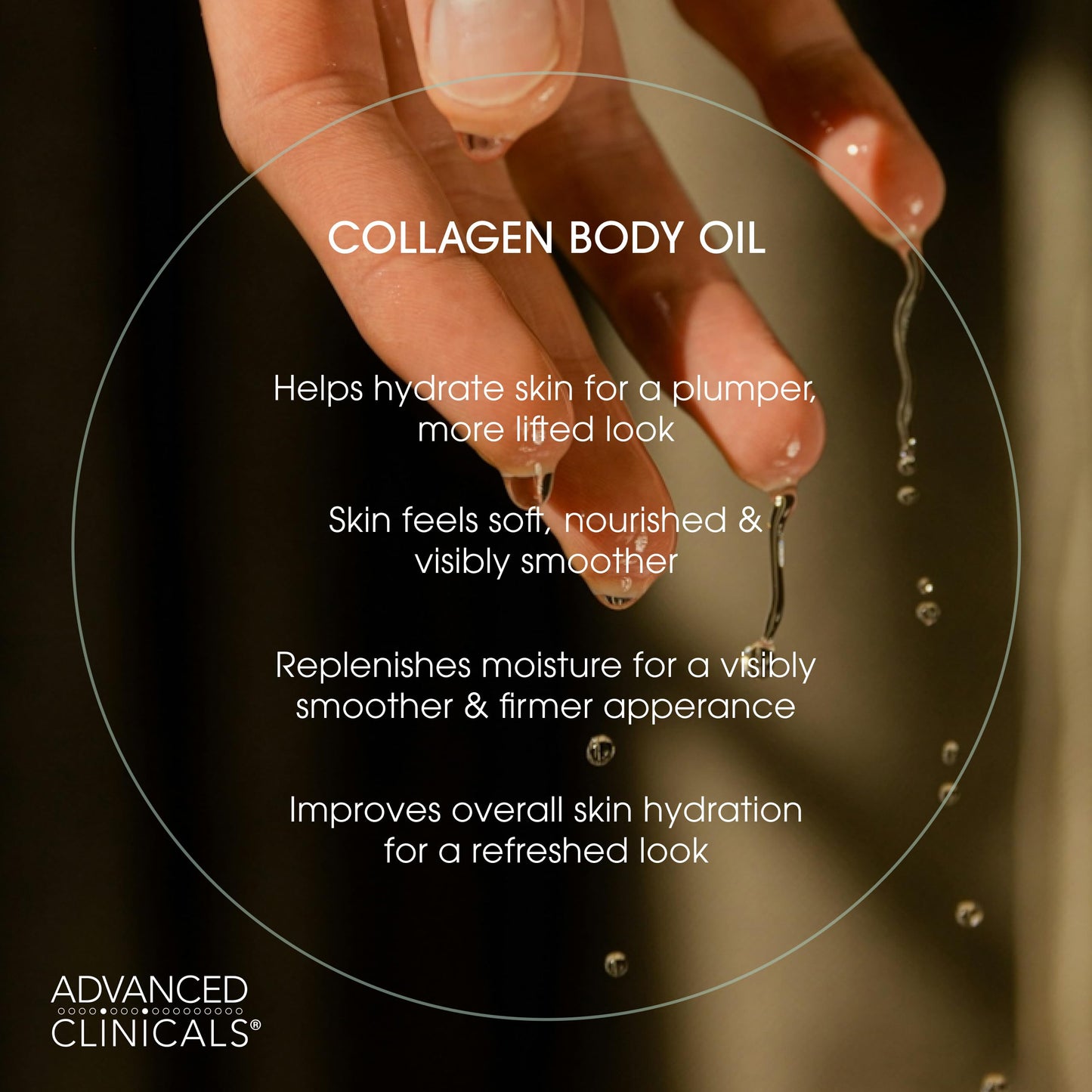 Advanced Clinicals Hydrating Collagen Body Oil – Anti-Aging Moisturizer for Women & Men, Softens Wrinkles & Crepe Skin, 3.8 fl oz