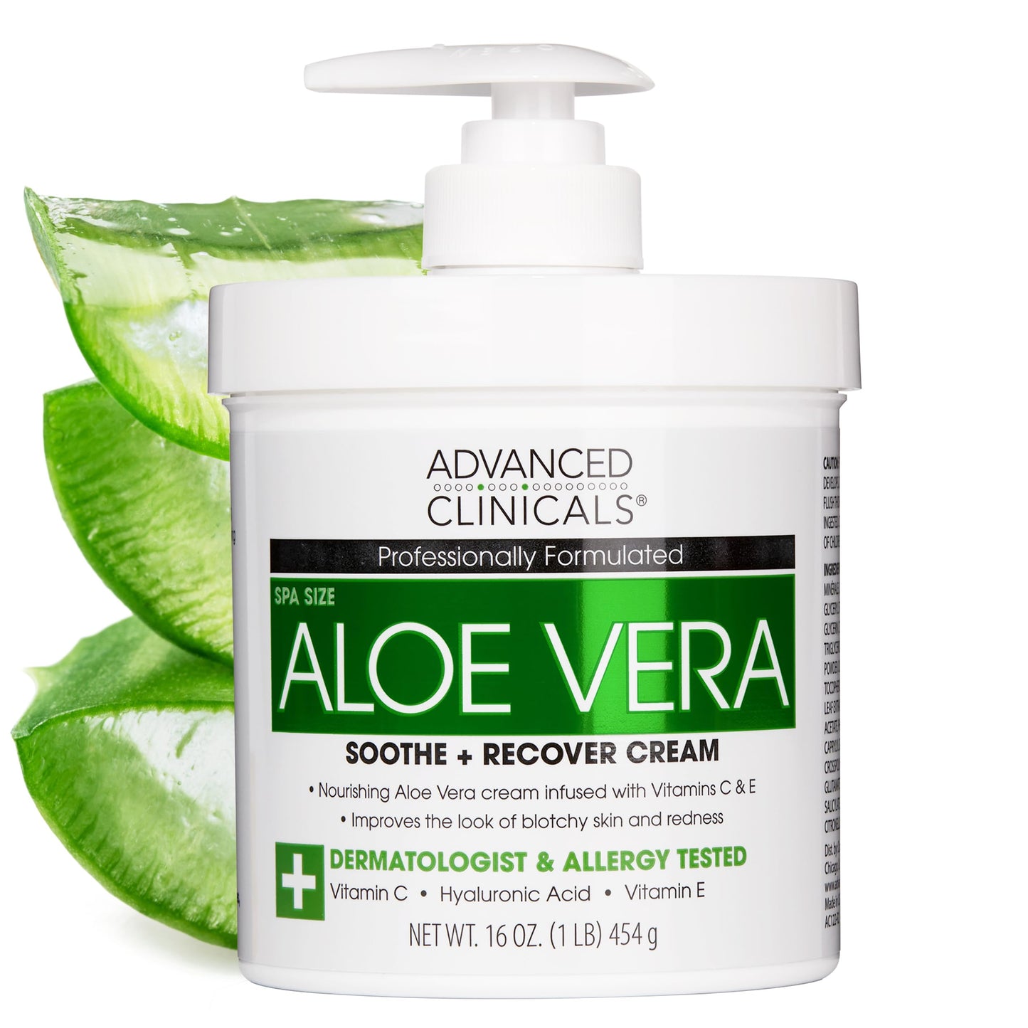 Advanced Clinicals Aloe Vera Lotion with Vitamin E & C – Hydrating Hyaluronic Acid Body Cream for Women & Men, Soothes & Restores Dry Skin, 16 oz