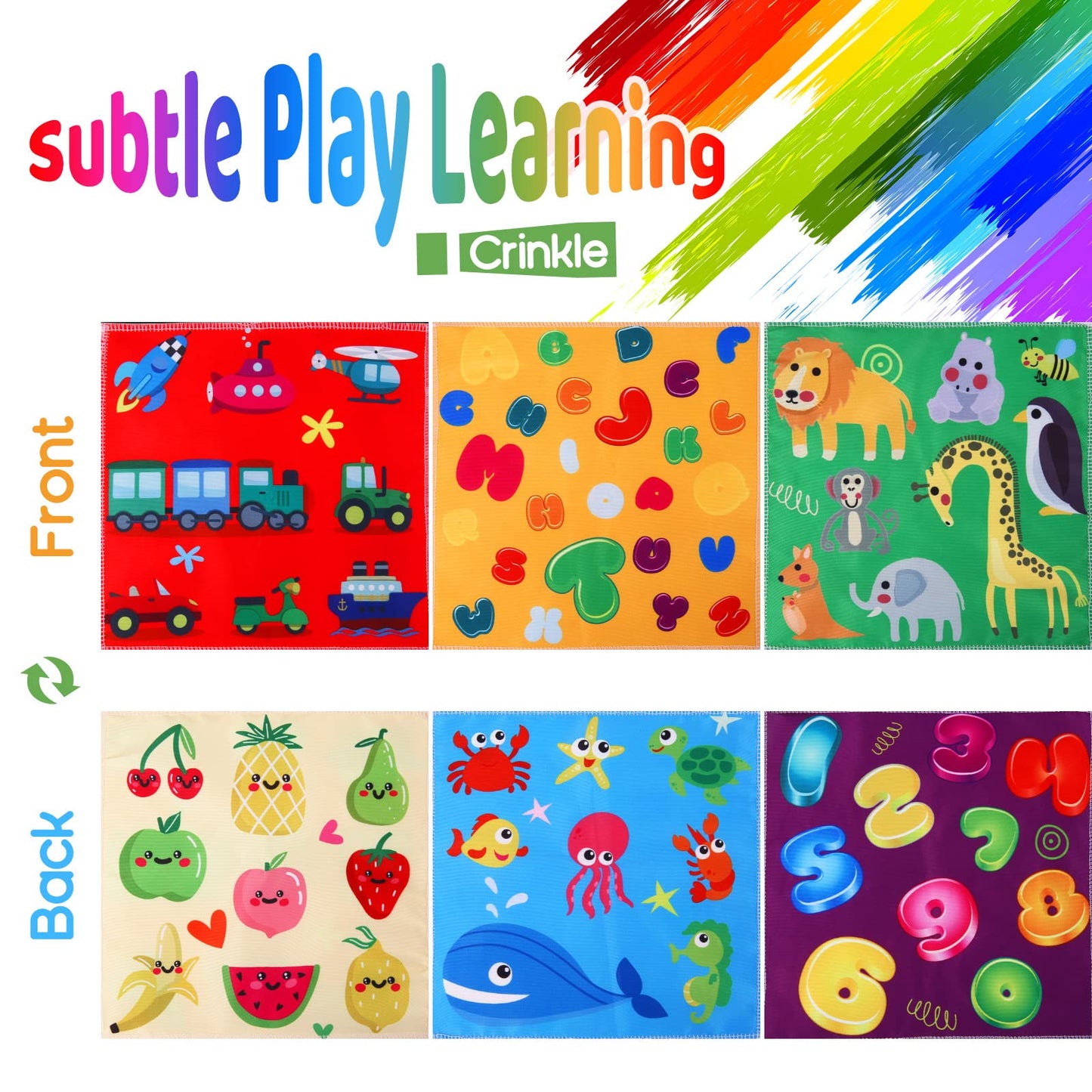 YOGINGO Montessori Baby Toy 6-12 Months – Soft Tissue Box Crinkle Sensory Toy for Infants, Boys & Girls Early Learning Gift