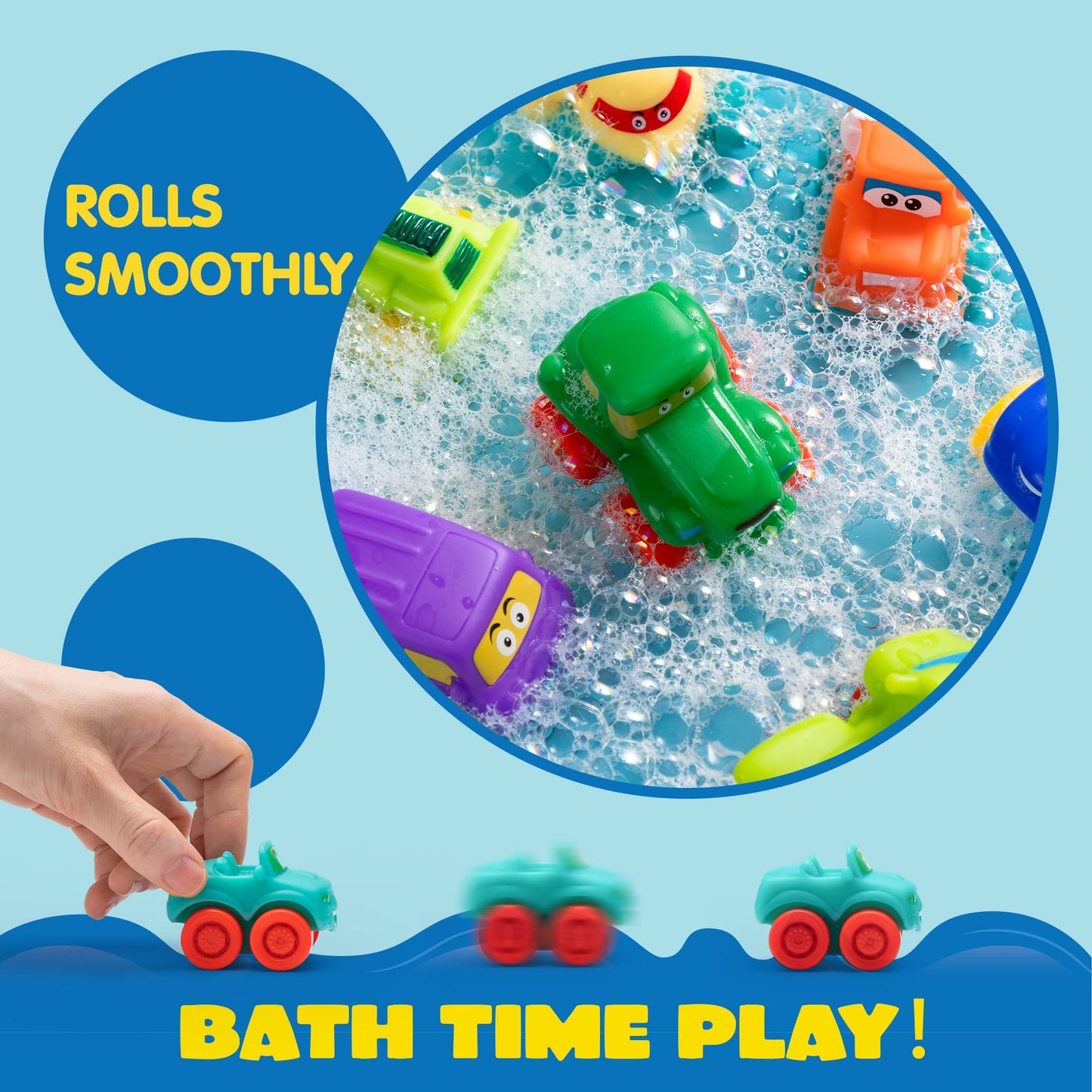 JOYIN Cartoon Mini Rubber Cars Toy Set for Toddlers – Bath, Pool & Beach Fun, Easter Basket Stuffers, Party Favors for Boys & Girls