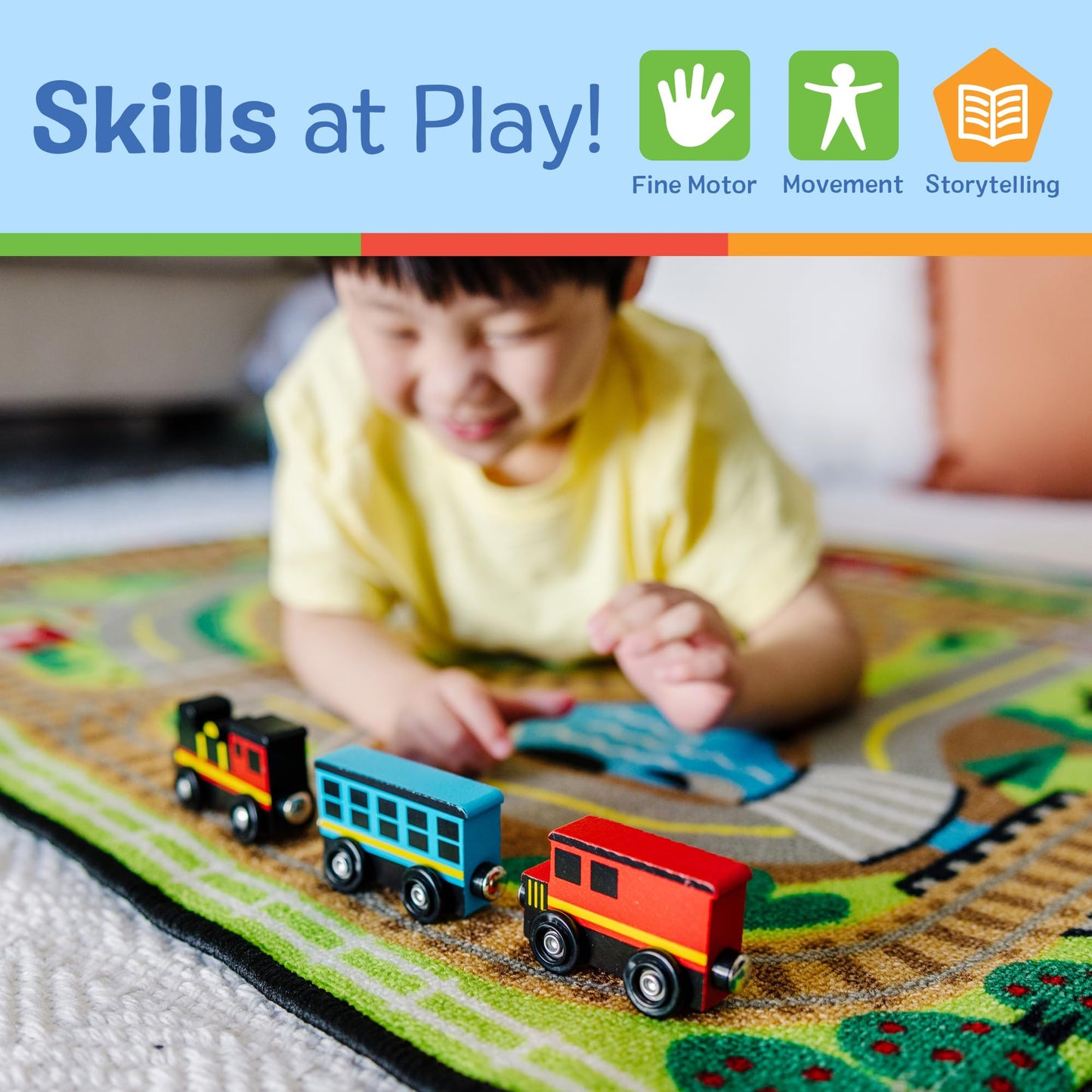 Melissa & Doug Wooden Magnetic Train Cars - 8 Piece Educational and Skill-Building Wooden Toy for Boys and Girls
