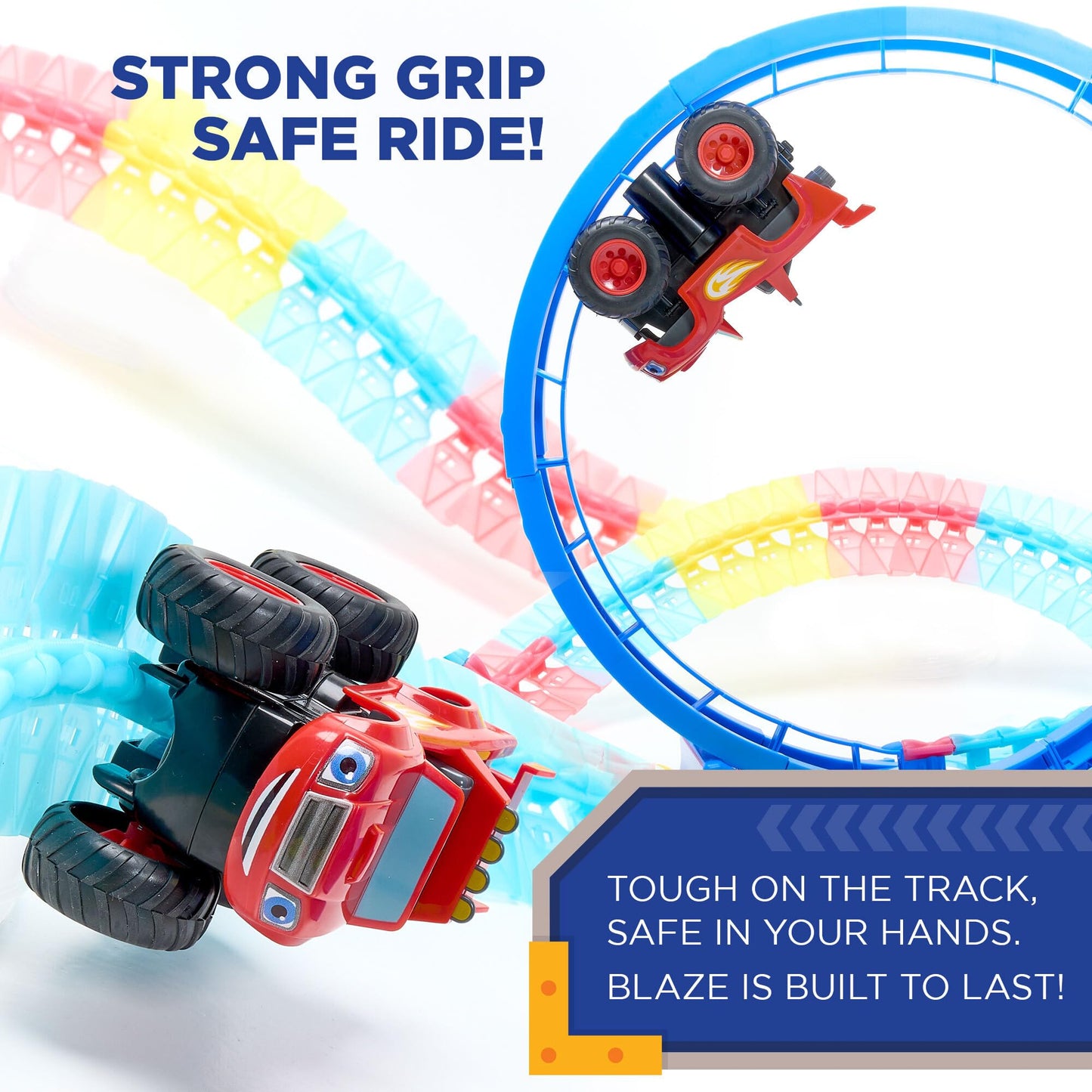 Blaze and The Monster Machines Race Track Set - 117-Piece STEM Glow Track Playset by JitteryGit, Nickelodeon Toy for Kids Ages 3-8, Red