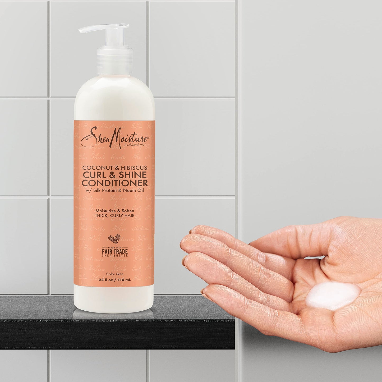 Shea Moisture Curl & Shine Conditioner Coconut & Hibiscus, for Thick, Curly Hair, to Moisturize & Soften, 24 oz