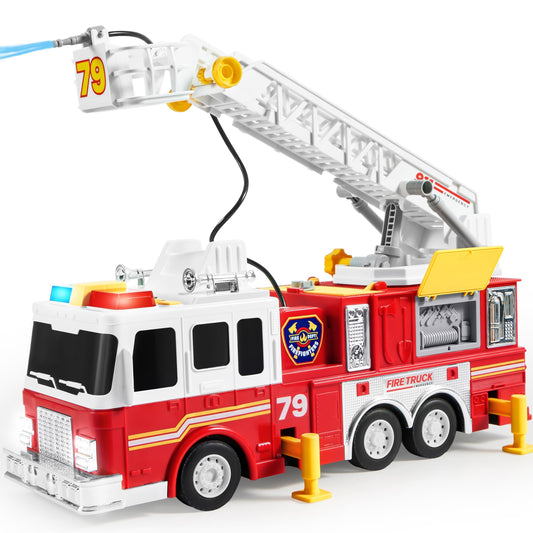 Extra Large 33" Fire Truck Toy for Boys with Lights, Sirens & Sprinkler Pump – Big Emergency Vehicle for Kids Ages 3-7, Gift