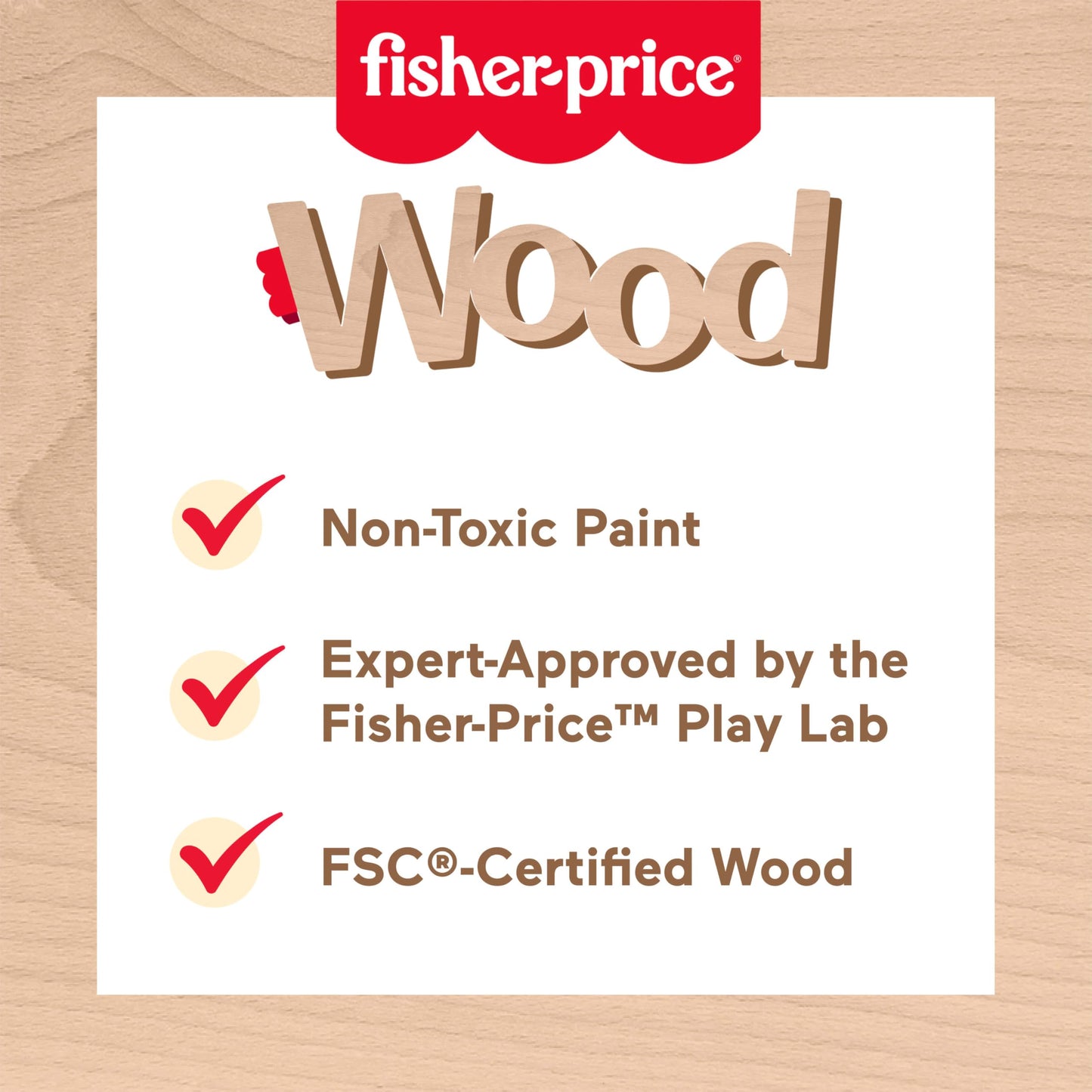 Fisher-Price Wood Toddler Toy Interlocking Blocks Stacking Jigsaw Puzzle with 20 Wooden Pieces for Kids Ages 18+ Months