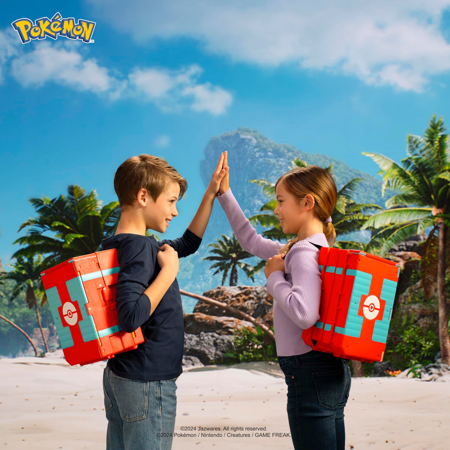 Jazwares Pokémon Carry Case Beach Battle Playset - Portable Transforming Backpack Playset with Action Features and 2-inch Pikachu Battle Figure