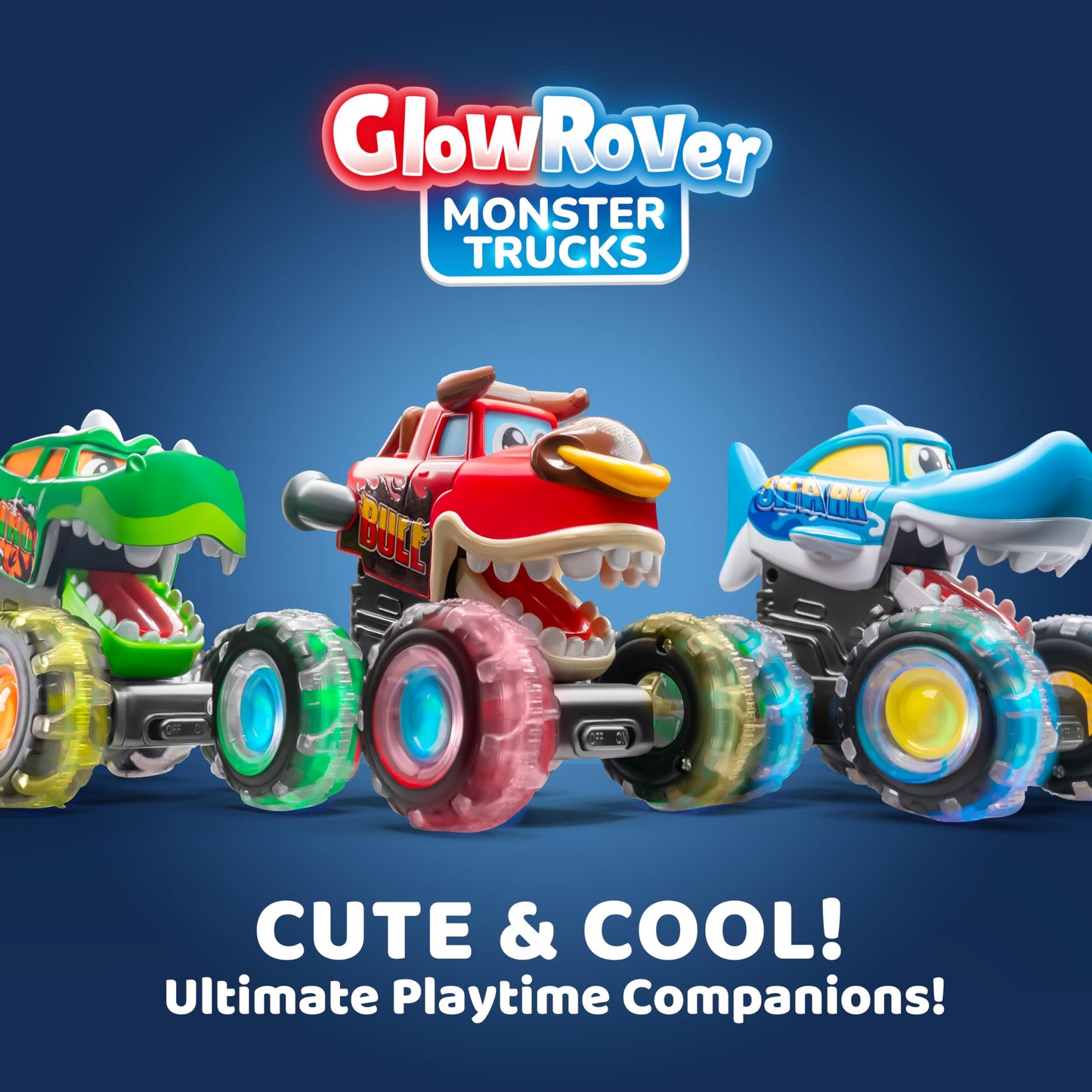 JOYIN 3-Pack Monster Truck Toys – Motion-Activated Light-Up Press & Go Cars for Toddlers, Boys Birthday & Christmas Gifts