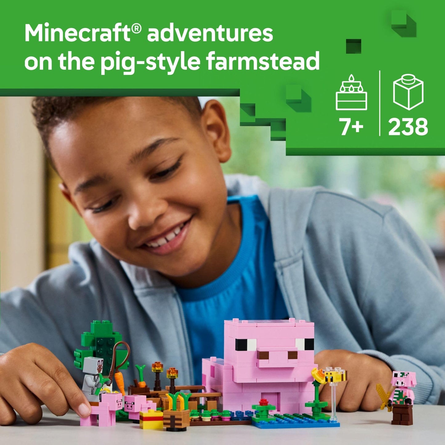 LEGO Minecraft Baby Pig House Playset 21268 with 2 Minifigures – Building Toy for Kids 7+, Boys & Girls, Birthday Gift