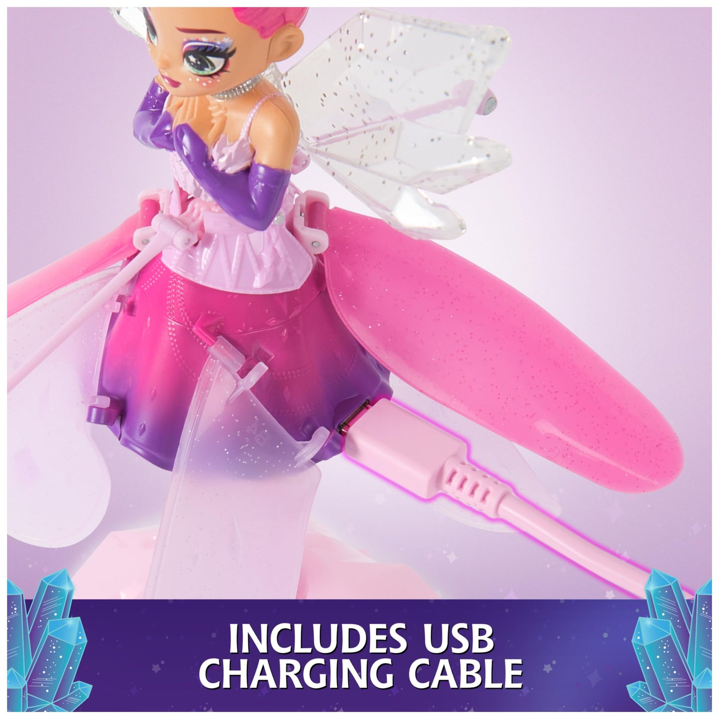 Crystal Flyers, Magical Flying Doll with Crystal Wings, Interactive Kids Toys for Ages 5 and up