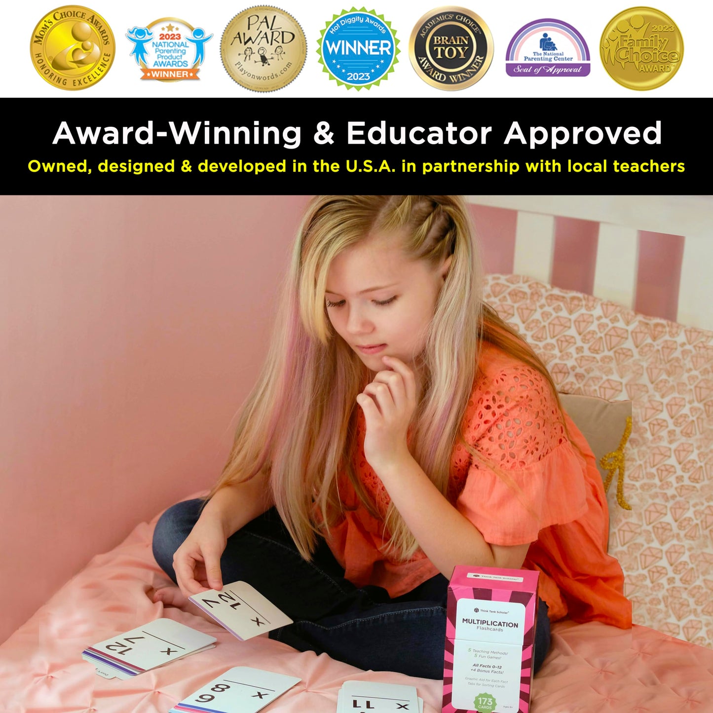 Award-Winning Multiplication Flash Cards – 173 Jumbo Cards 0–12 Facts with Visuals, Games, Charts & Teaching Tools for Grades 2–6