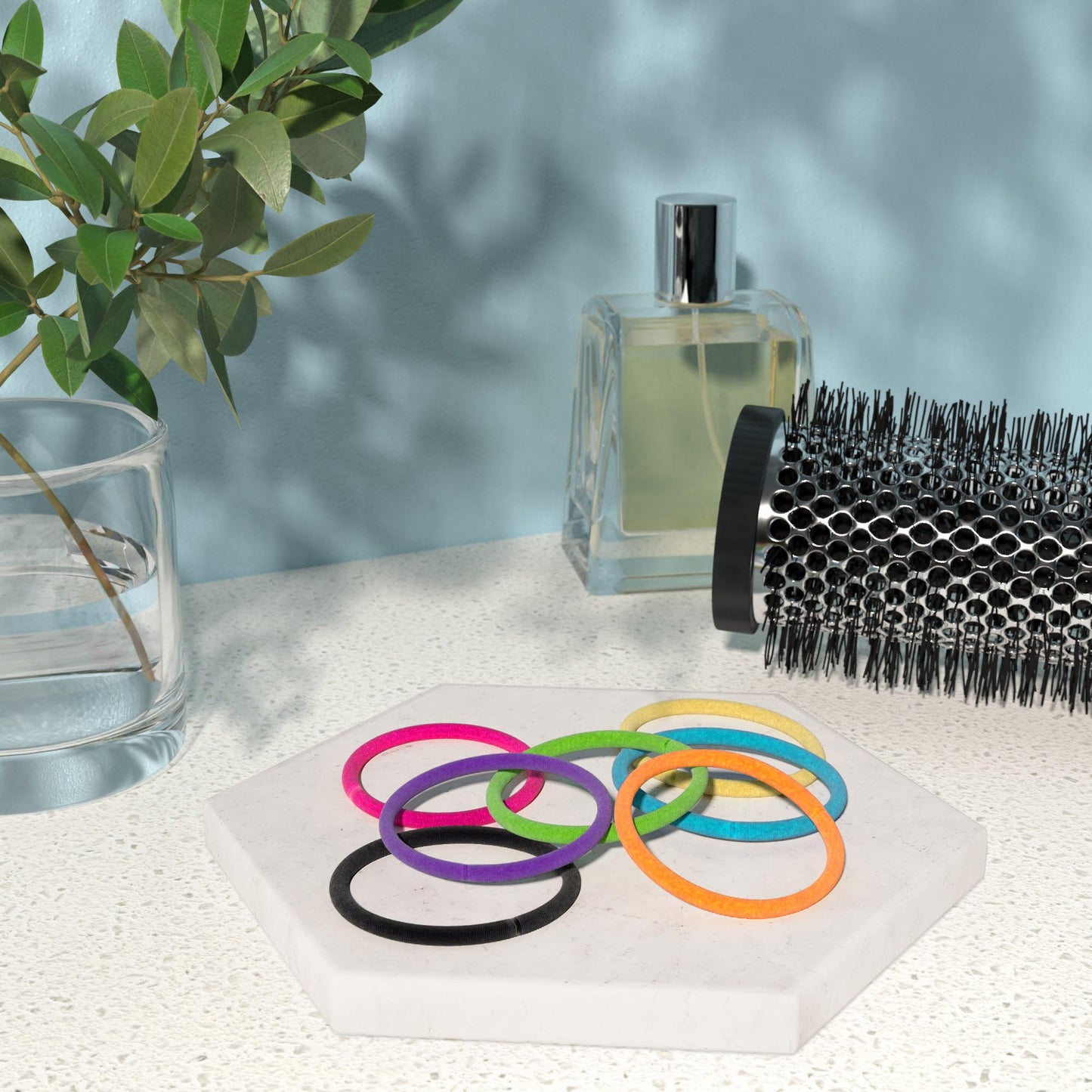 Amazon Basics Pony Tail Hair Ties - Bright 4 MM Elastics for All Types, 32 Count