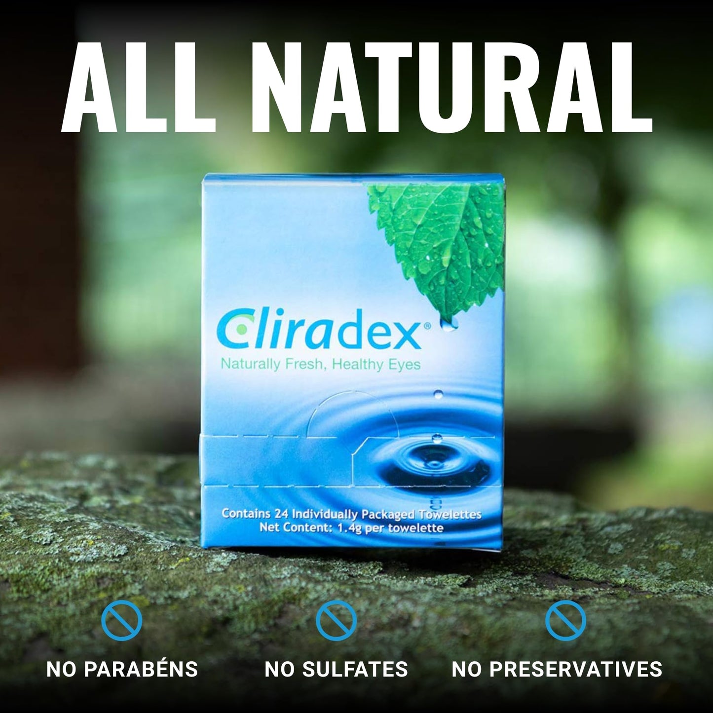 Cliradex Towelettes - Natural Face, Eyelash & Eyelid Cleanser - Wipes for Demodex, Blepharitis, Mgd and Red Irritated Eye Lid - Tea Tree Oil Extract.