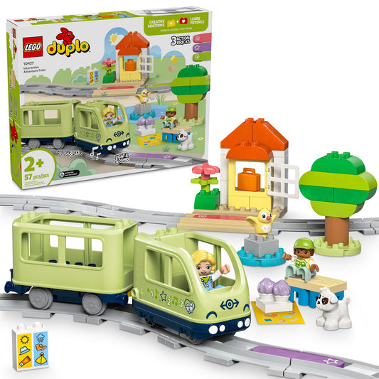 LEGO DUPLO Town Interactive Adventure Train Set for Toddlers 2+ with Lights & Sounds – Educational Building Toy, Birthday & Holiday Gift