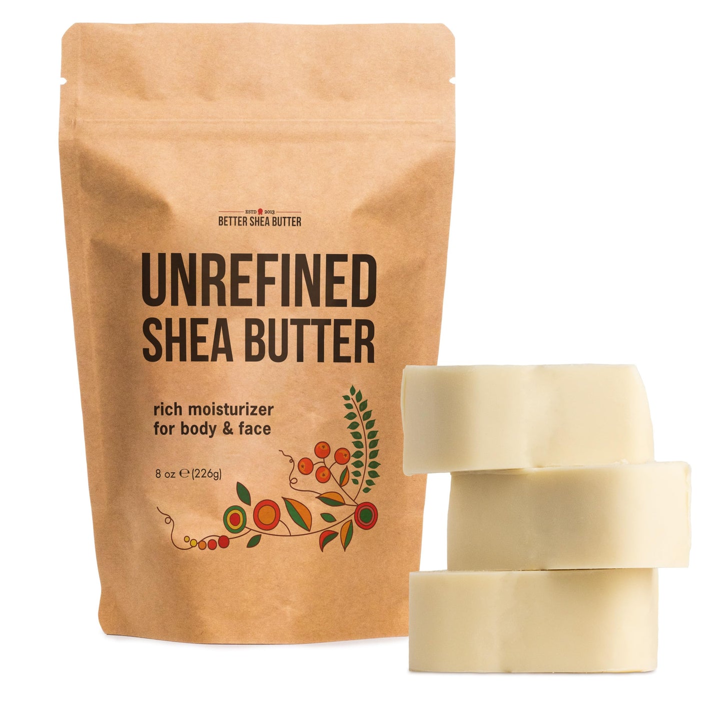 Raw Shea Butter – 100% Pure African Unrefined, Hair & Skin Moisturizer for Face, Body, DIY Soap, Whipped Lotion & Lip Balm, 8 oz