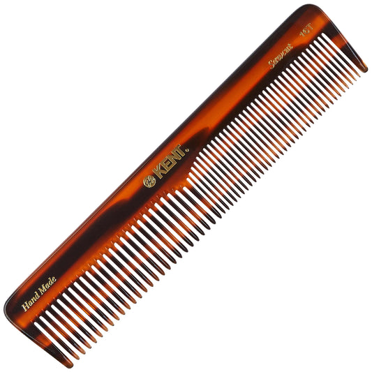 Kent 16T Tortoise Fine & Wide Tooth Comb – Hand-Polished Saw Cut Comb for All Hair Types – Detangling & Styling on Wet or Dry Hair, Made in England