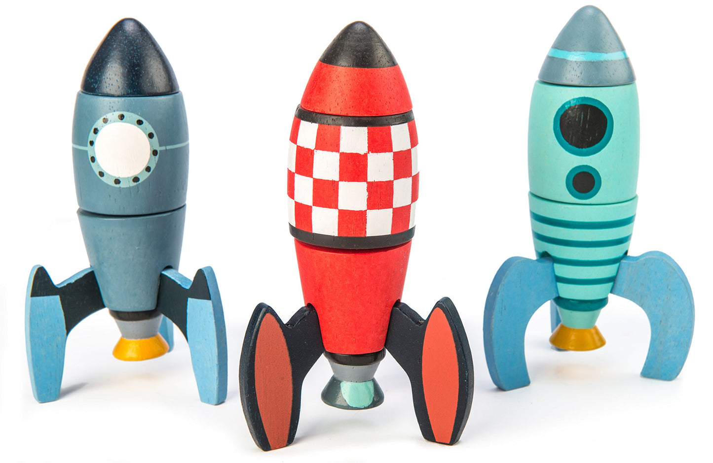 Tender Leaf Toys Rocket Construction 18-Pc Wooden Playset – Build 3 Spaceships, Boost Dexterity, Problem Solving & Imaginative Play, Ages 3+