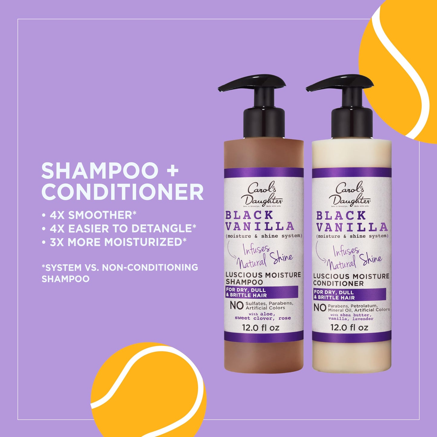 Carol's Daughter Black Vanilla Sulfate-Free Shampoo & Conditioner Set | Moisturizing Hair Care for Dry, Damaged, Curly & Natural Hair, 1 Kit