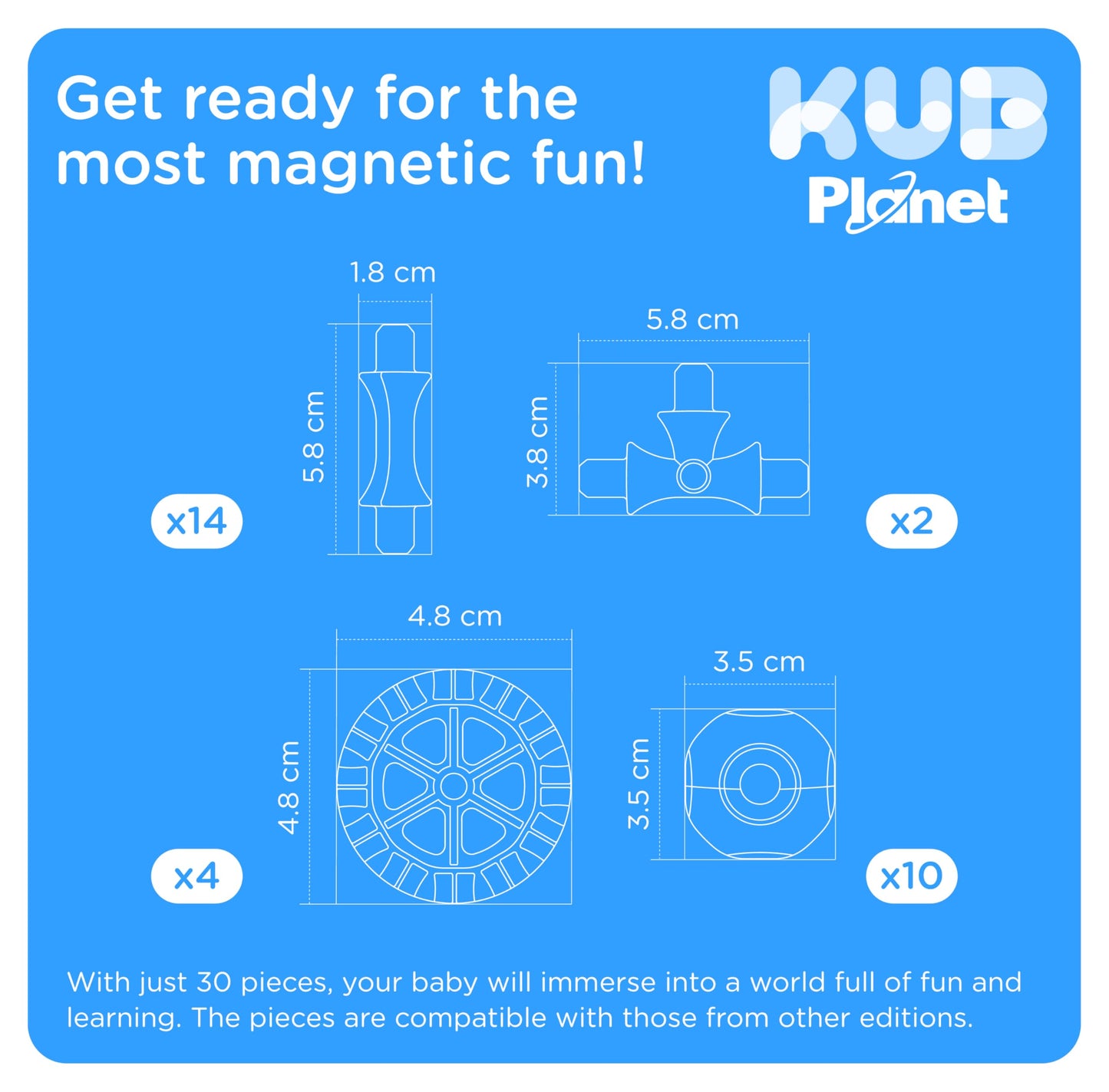 KUB Planet - Magnetic Building Set for Kids, STEM Educational Toys for 3+ Year Old Boys and Girls, Space Planet Blocks