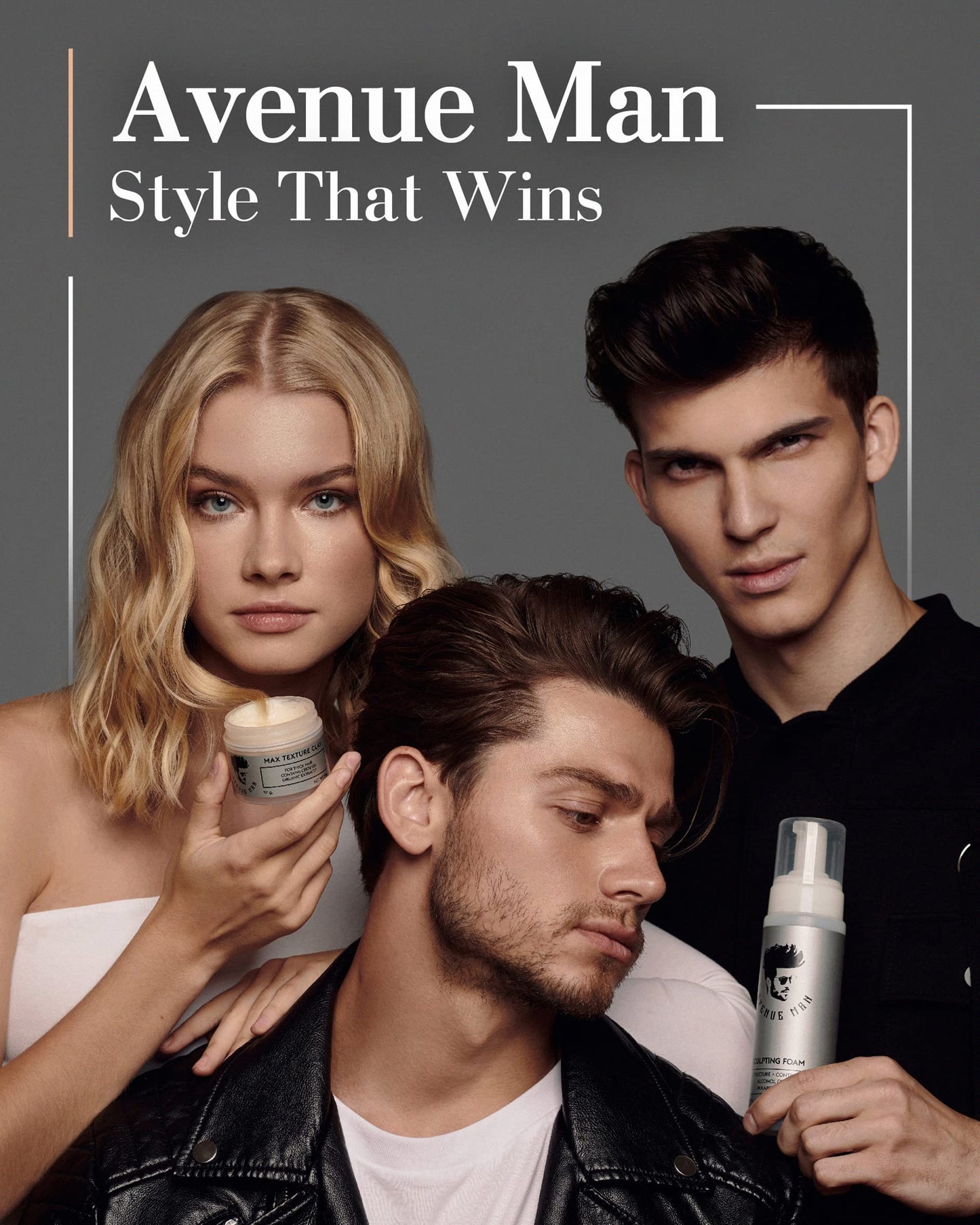 Avenue Man Texture Clay for Men – Water-Based Matte Hair Clay Pomade with Herbal Extracts, Lightweight, Frizz-Resistant, Paraben-Free, 2oz