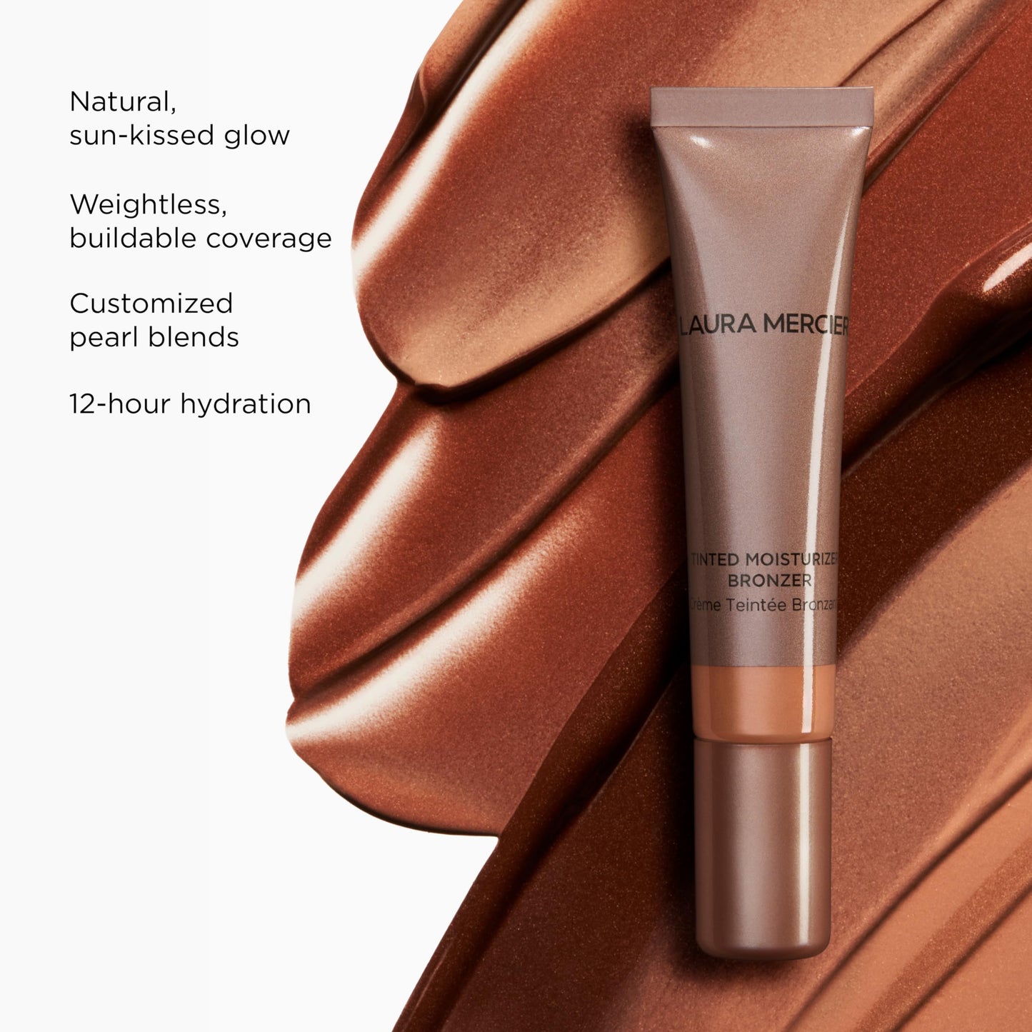 Laura Mercier Tinted Moisturizer Bronzer – Sheer, Buildable Cream, 12HR Hydrating Wear, Weightless, Non-Comedogenic, 6 Shades, Sundrop