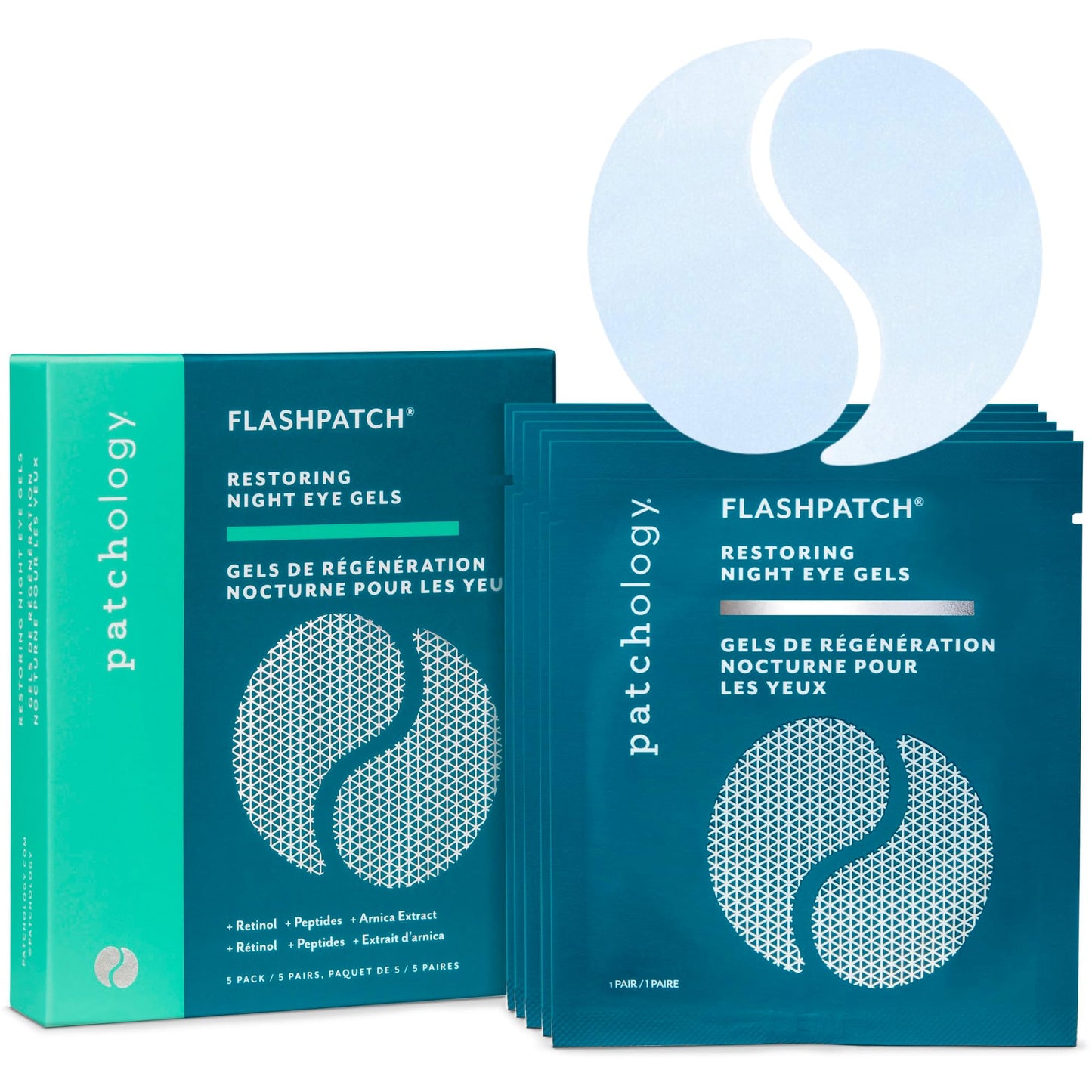 Patchology Restoring Eye Gel Patches with Retinol & Collagen - Anti-Aging Under Eye Mask for Dark Circles, Puffiness & Wrinkles, 5 Pairs
