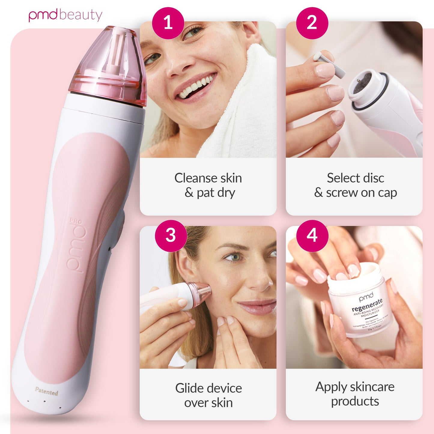 PMD Personal Microderm Pro - At-Home Microdermabrasion Machine with Kit for Face & Body -5 Piece set(Pack of 1), Blush