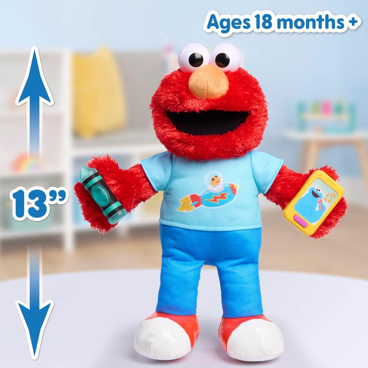 Just Play Sesame Street 13" Learning Elmo Plush with 50+ Phrases, Lights, Sounds & Motion – Educational Toy for Kids 18+ Months