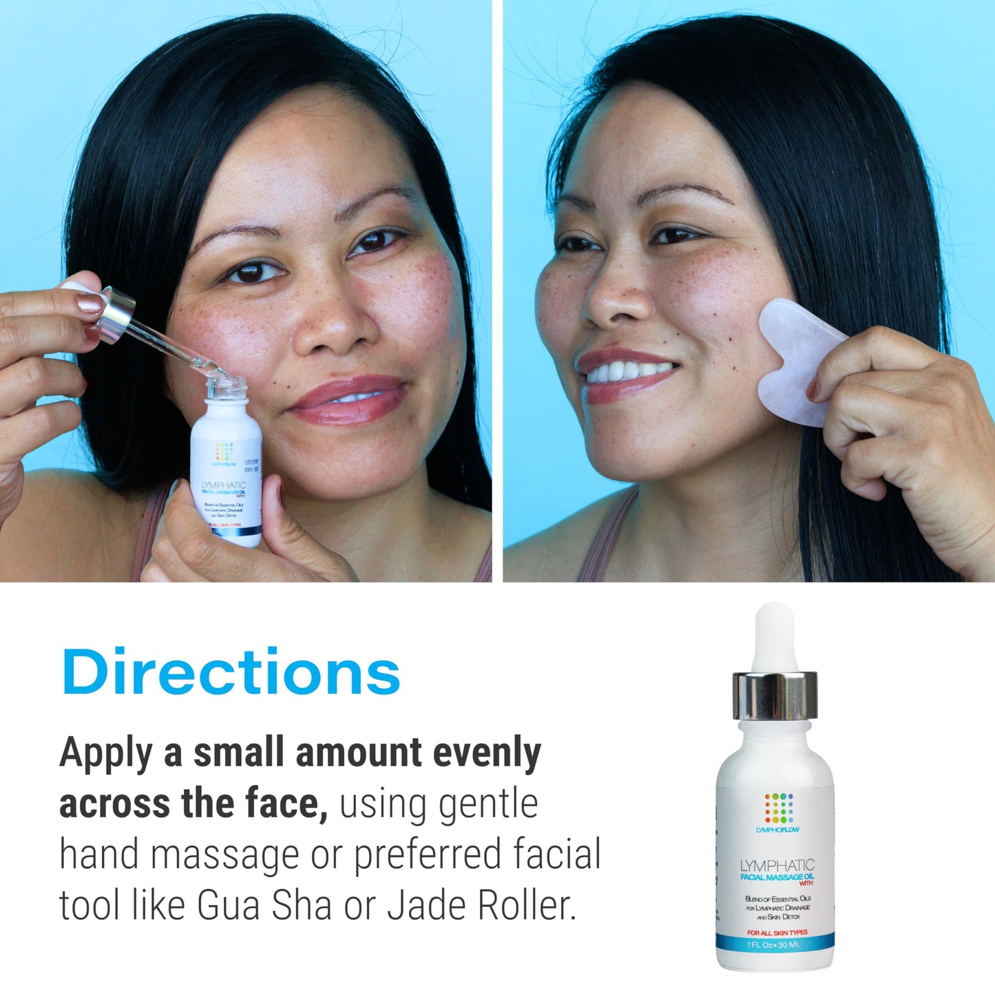 Facial Lymphatic Drainage Oil for Gua Sha & Face Rollers – Jojoba & Coconut Oil for Face & Neck Massage, 1 Fl Oz