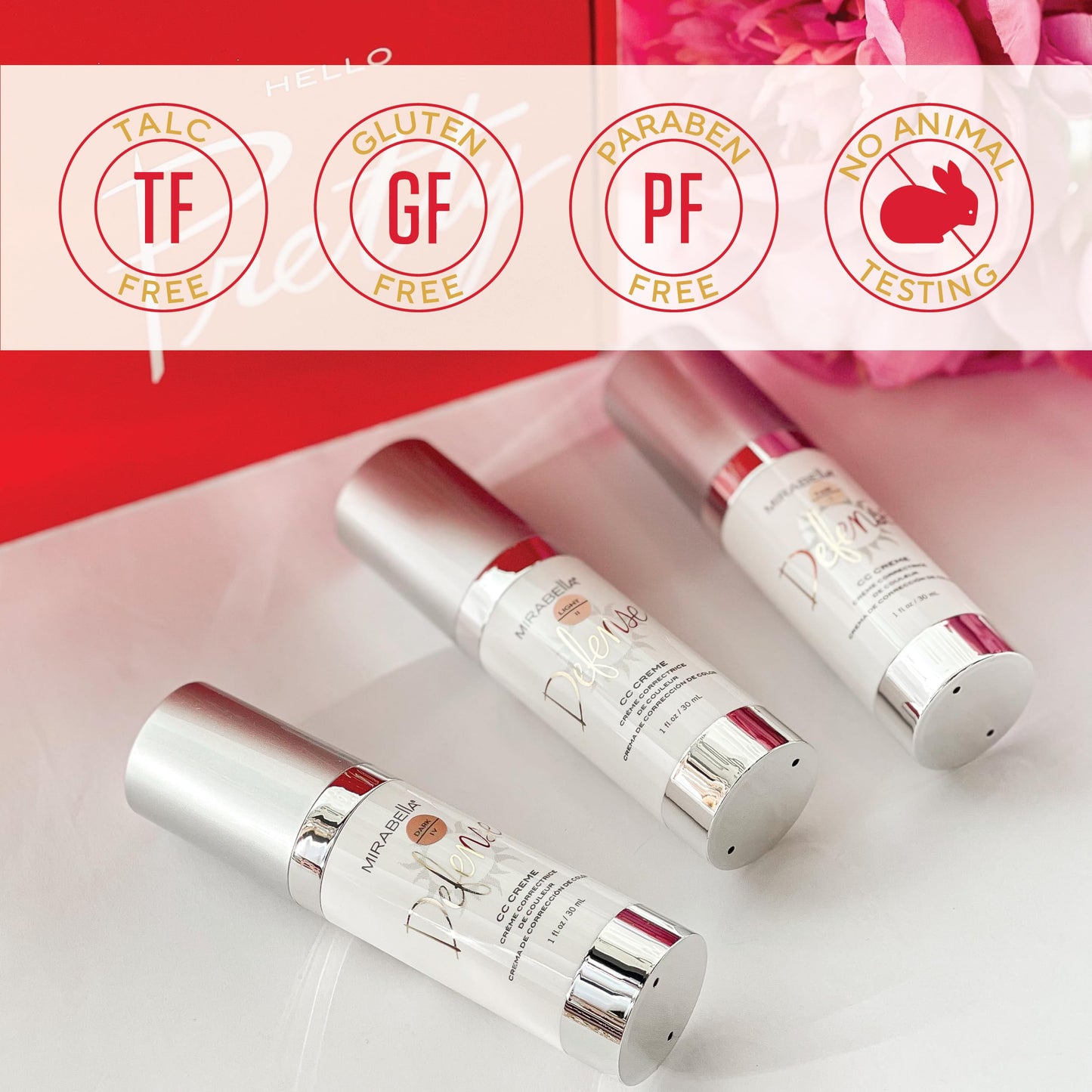 Mirabella Defense CC Creme Full Coverage Foundation SPF 20 – Oil Control, Hyaluronic Acid & Salicylic Acid – Fair Shade