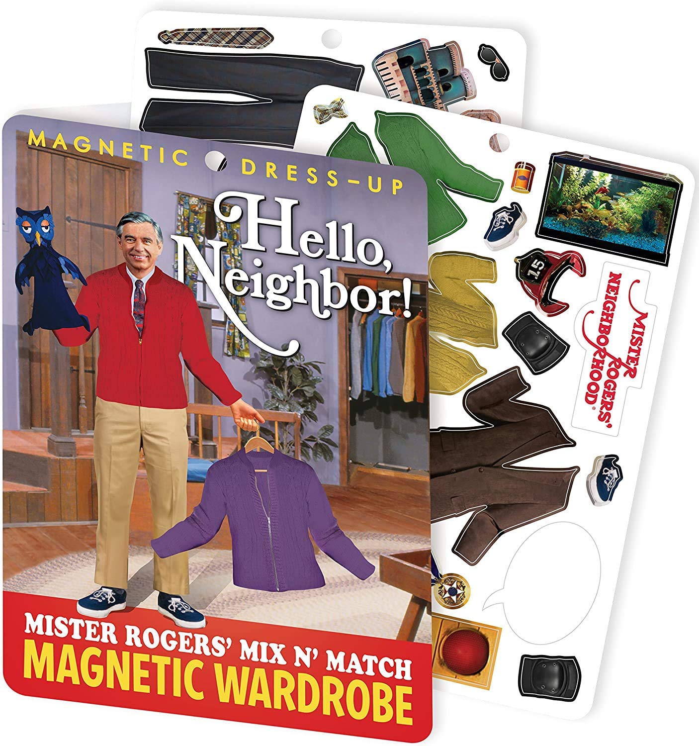 The Unemployed Philosophers Guild Mister Rogers Mix and Match Magnetic Wardrobe - Dress Up Doll Play Set for Your Fridge, (30+ Pieces)