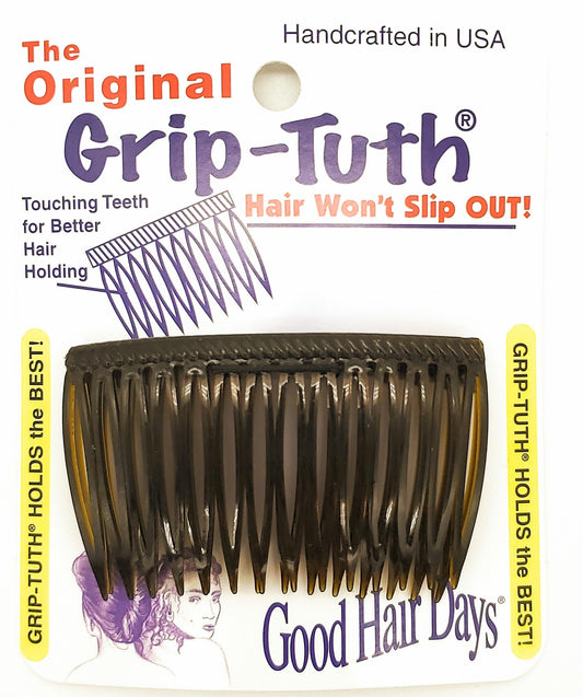 Good Hair Days Grip-Tuth Combs - 2 3/4" Side Combs, For All Types Of Hair, Decorative & Styling Women Accessories - Tortoise Shell, Set Of 2