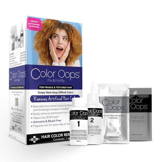 Color Oops Fix & Fortify Bond Rejuvenating Color Remover Kit – Includes Activator, Charcoal Shampoo, Masque, Gloves & Cap – Cruelty-Free