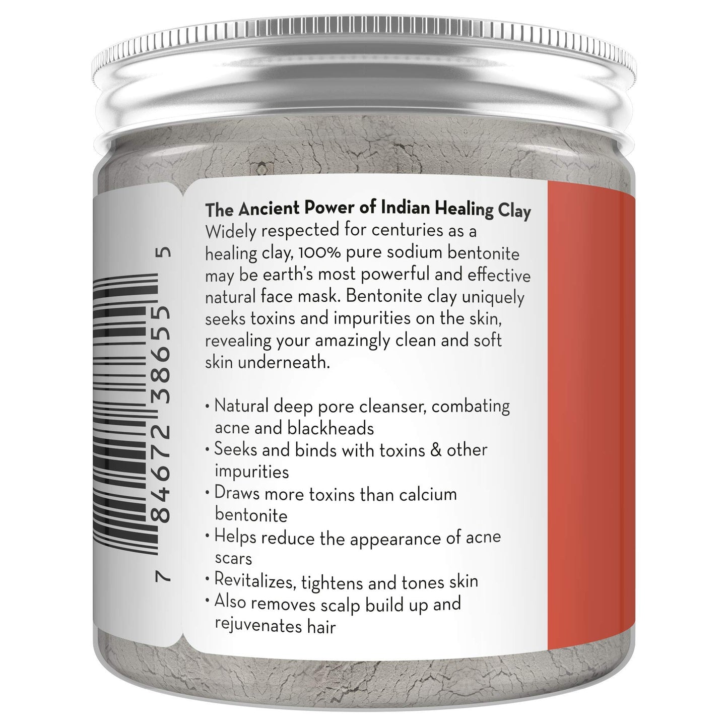 Pure Body Naturals Bentonite Clay Powder – 8 oz, DIY Face & Body Mask, Deep Pore Cleansing, Armpit Detox, Pure Indian Healing Clay
