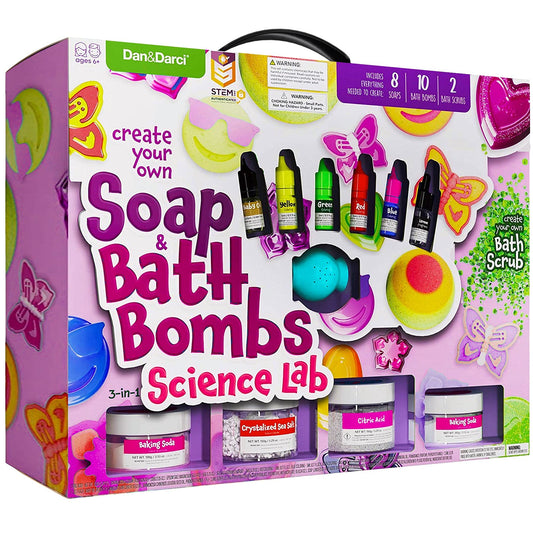 Dan&Darci Soap & Bath Bomb Making Kit for Kids – 3-in-1 DIY Spa Science & Craft Kit, Christmas Gift for Girls & Boys Ages 6-12